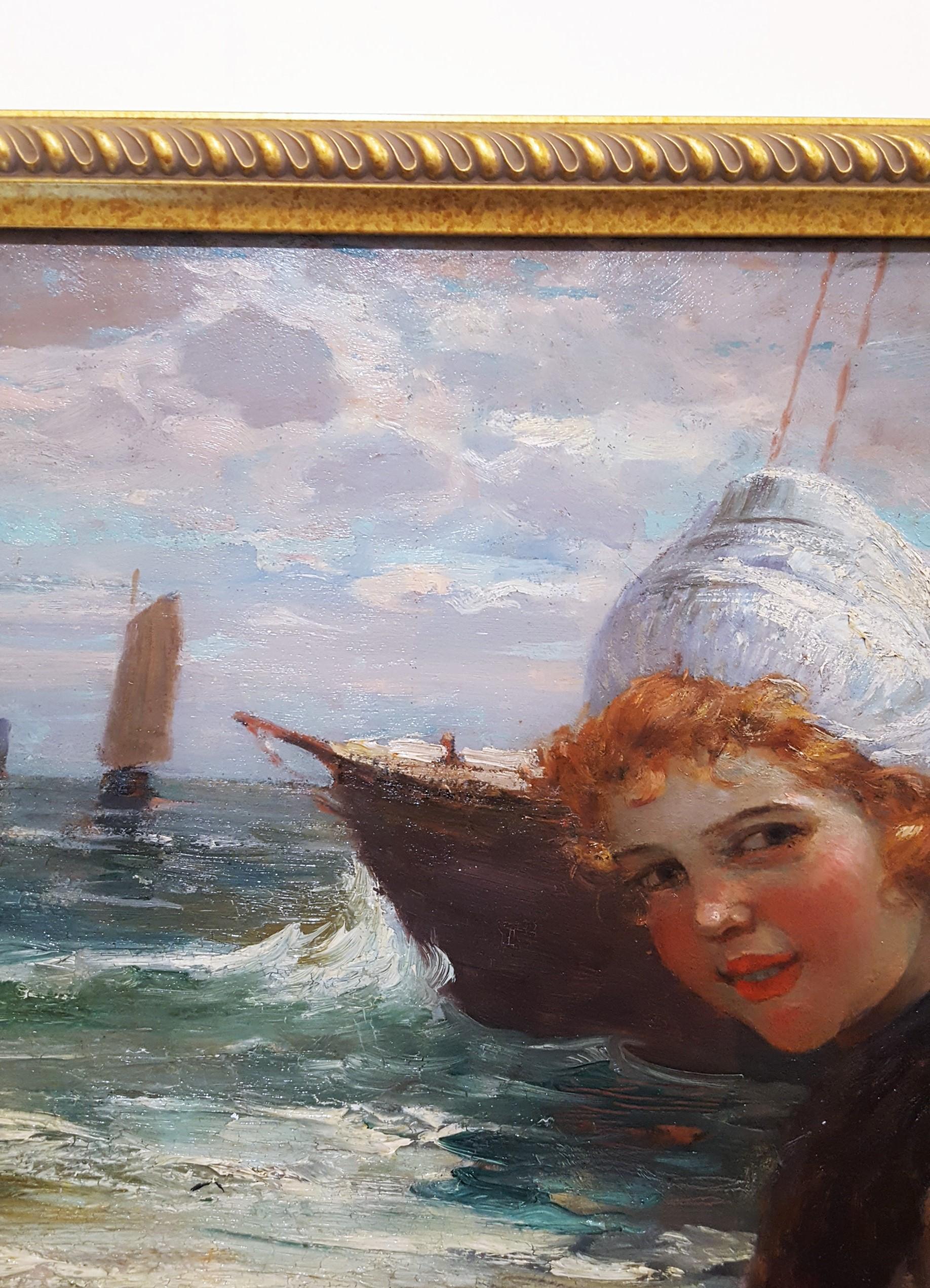 Dutch Girl with Fishing Boats 1