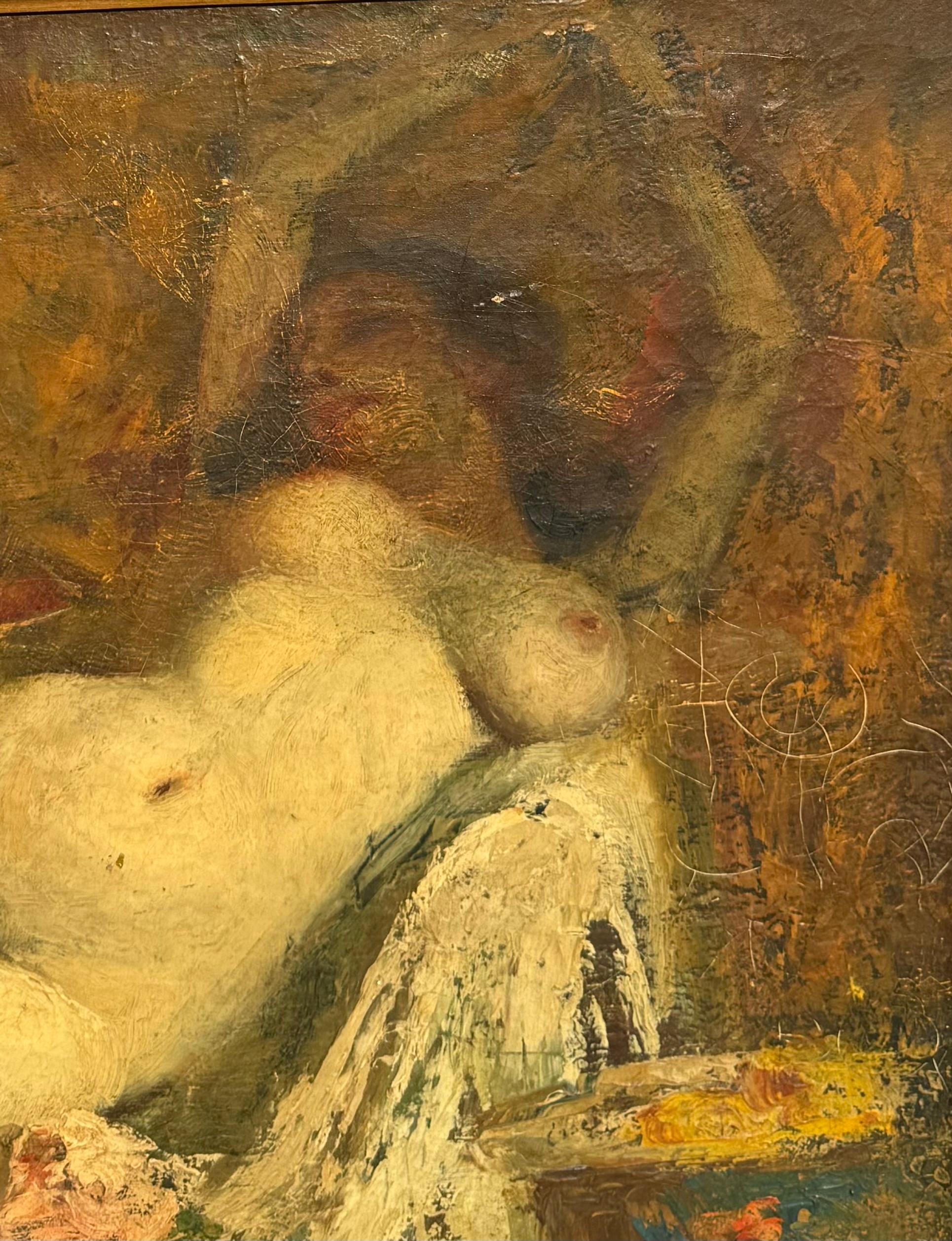 Edmond Malassis was pupil of Gustave Moreau, and became a watercolourist. Malassis worked primarily in the first half of the 20th century. He has been Exhibited in many museums

Here we have an Erotic Female Orientalist Slave Girl Handcuffed