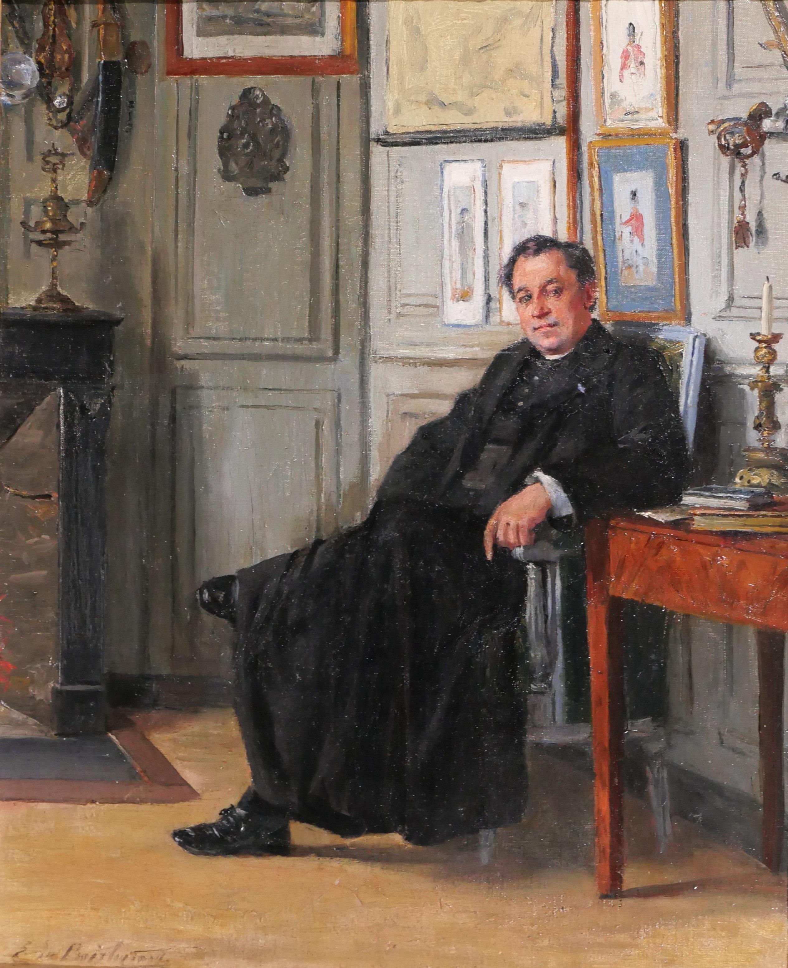 Edmond Marie Félix de Boislecomte Portrait Painting - Portrait of a man in his interior