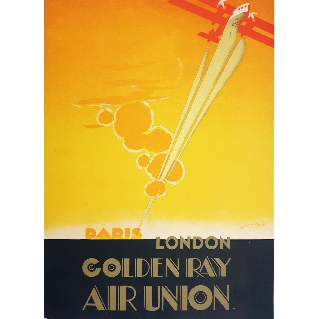 Original advertising cardboard made by E. Maurus around the 30s to promote the flights of the company Air Union between Paris and London.
Air Union is a former airline, considered the ancestor of Air France.

Airline - Art Deco - United