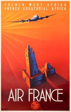"Air France - French West Africa" Timbuktu, Mali Airline Original Poster