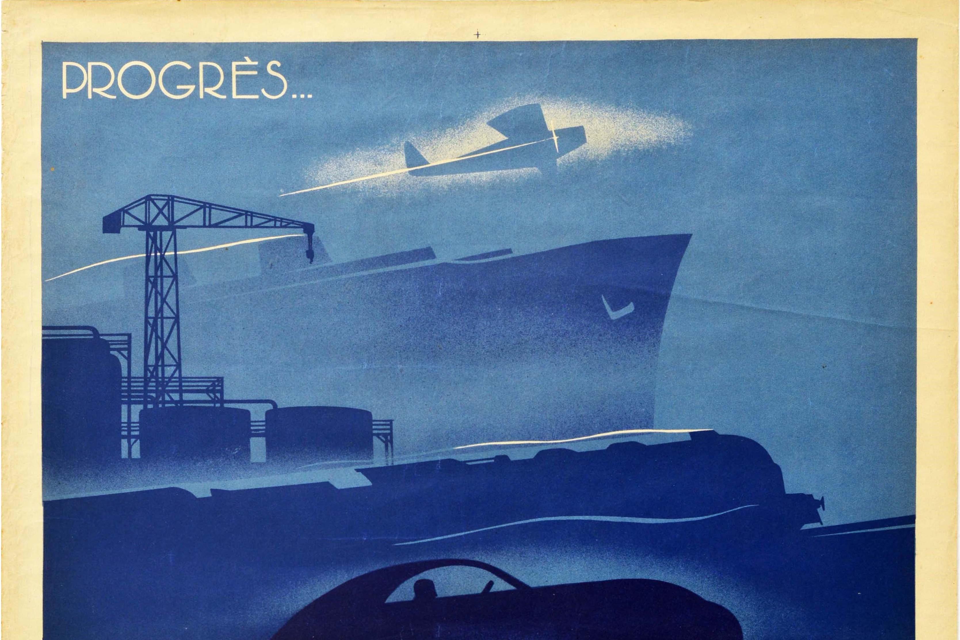 Original Vintage Poster Welding Progress Today Car Boat Plane Train Art Industry - Print by Edmond Maurus
