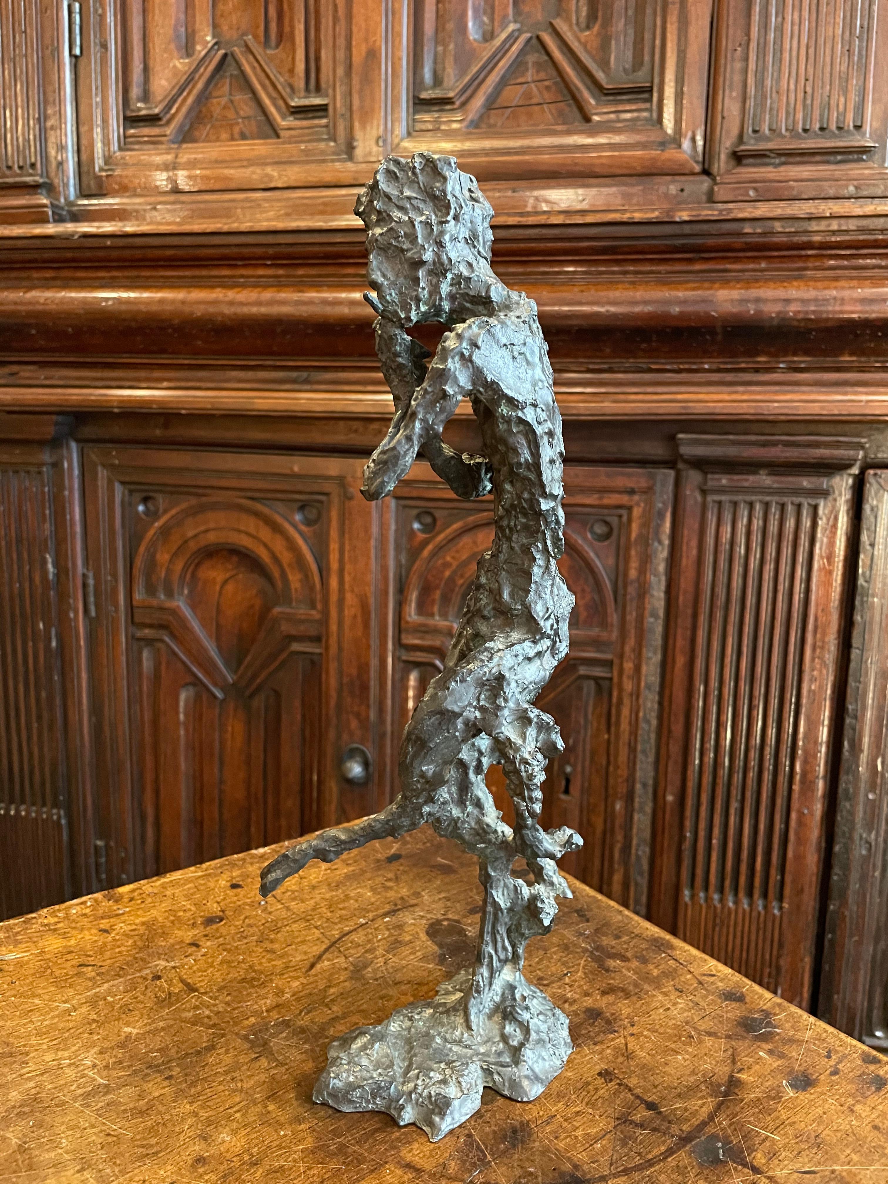 Bronze Edmond Moirignot, Faun Playing the Flute or Satyr, c. 1959 For Sale