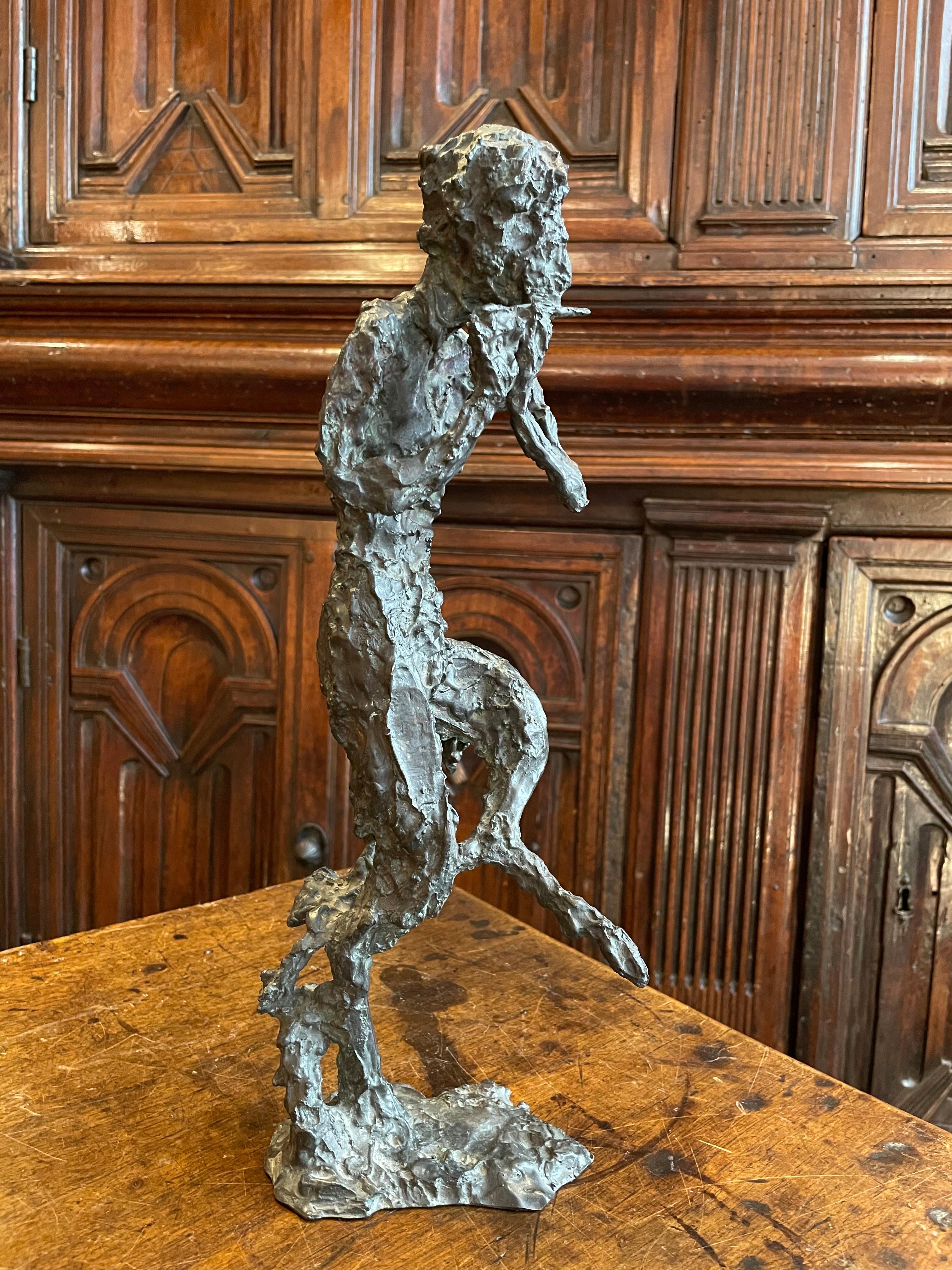 Edmond Moirignot, Faun Playing the Flute or Satyr, c. 1959 For Sale 3