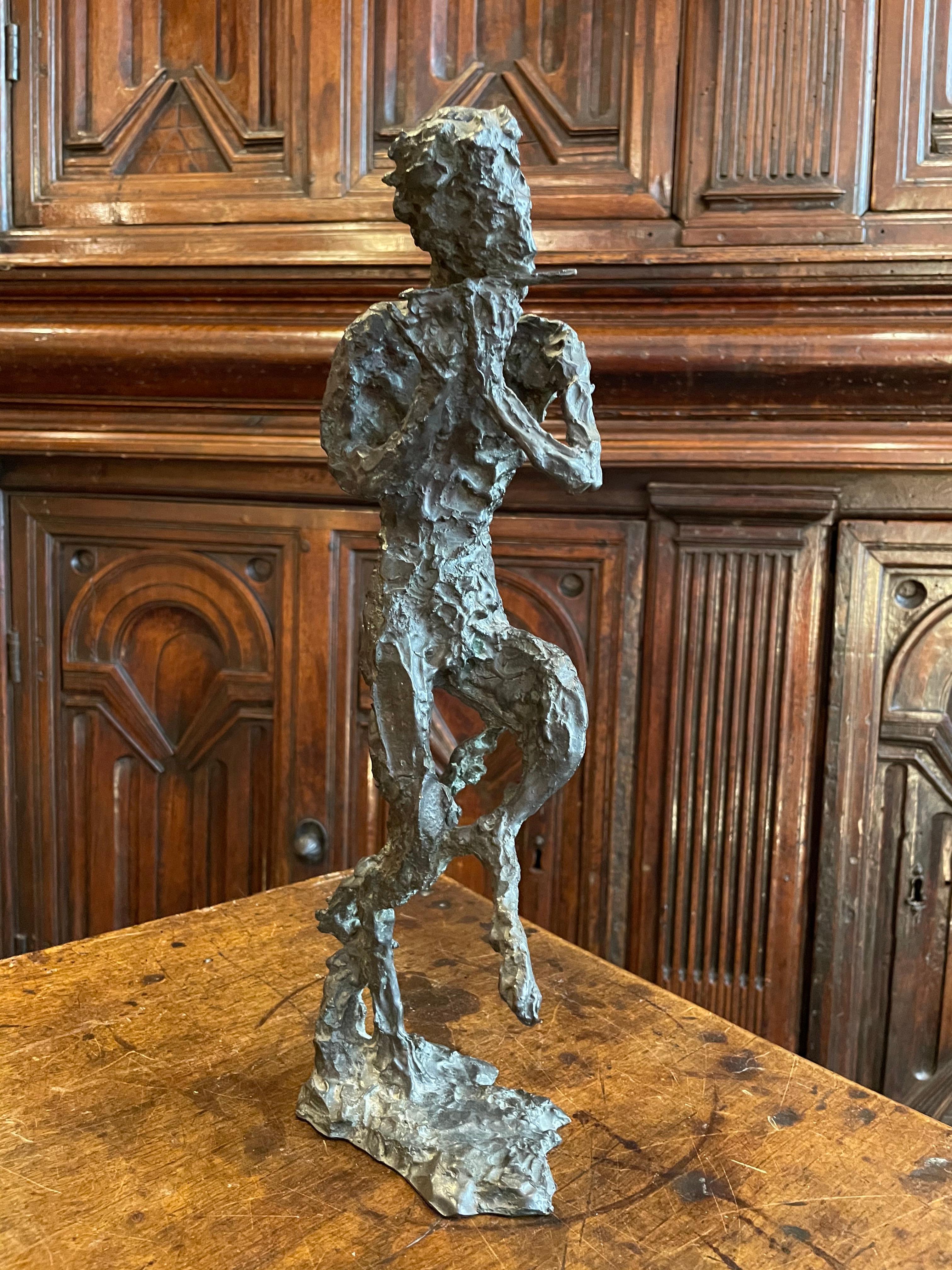 Edmond Moirignot, Faun Playing the Flute or Satyr, c. 1959 For Sale 4