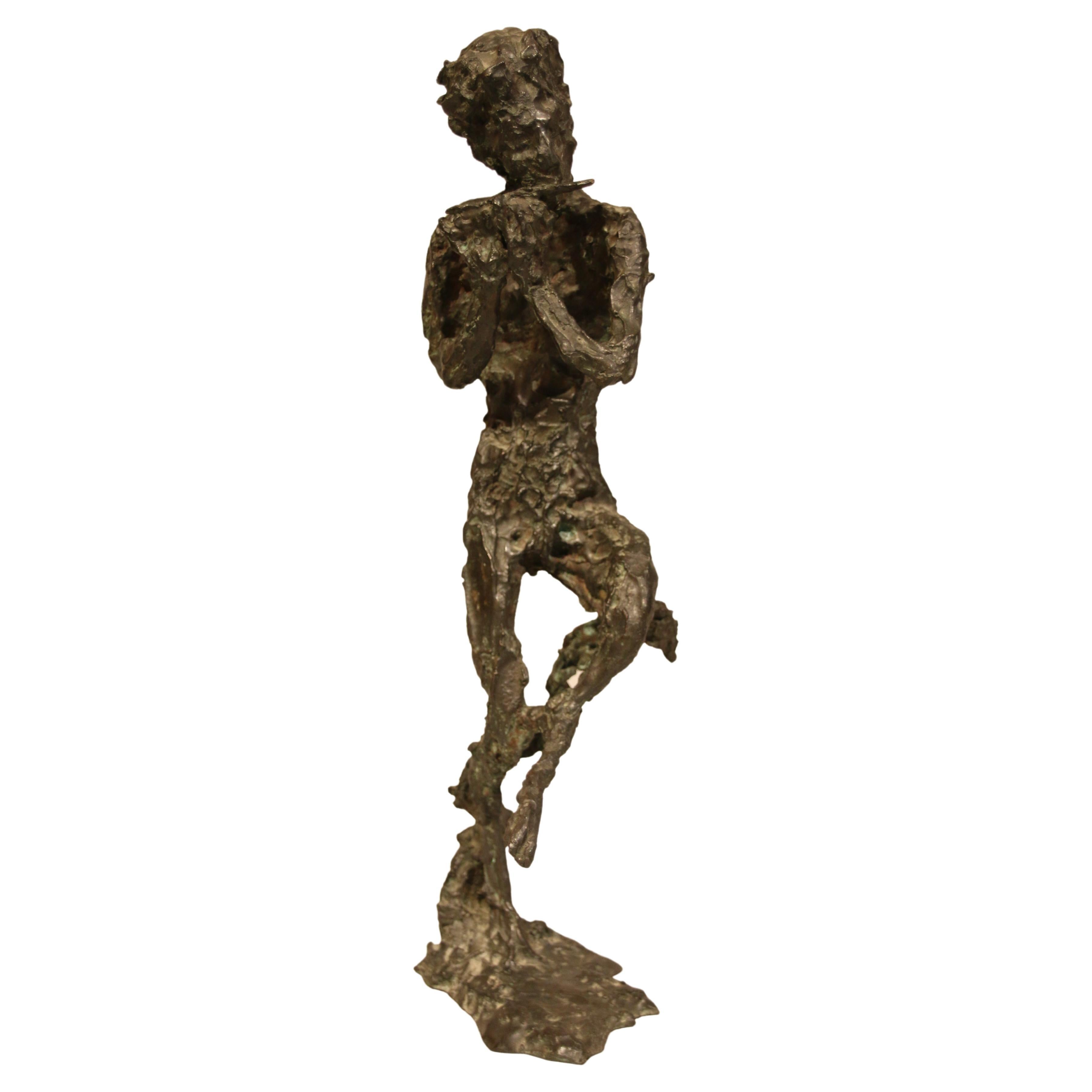 Edmond Moirignot, Faun Playing the Flute or Satyr, c. 1959 For Sale