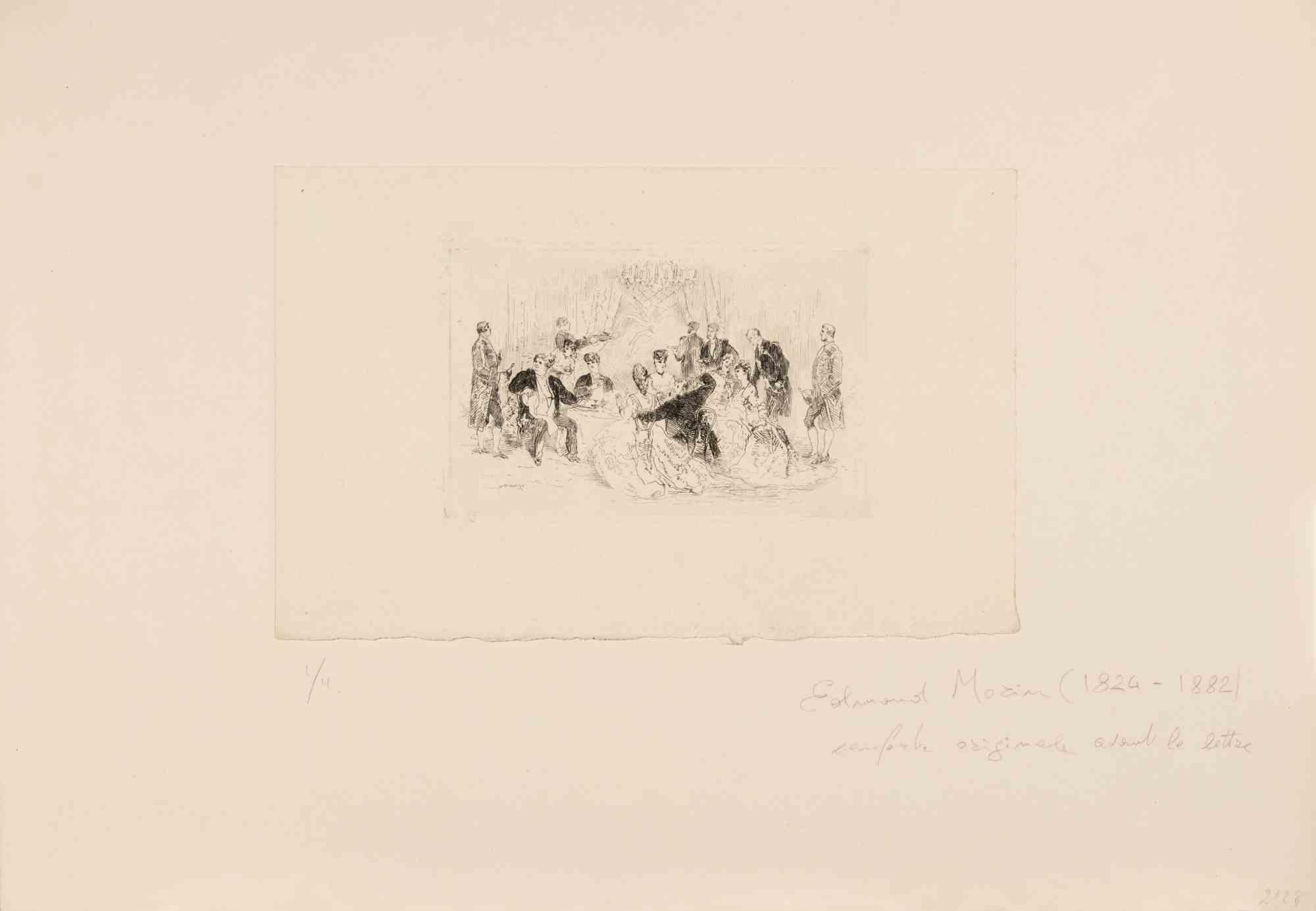 La Fete - Aguafuerte de Edmond Morin - Finales del siglo XIX en venta 1