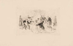 La Fete - Acquaforte di Edmond Morin - Fine del XIX secolo