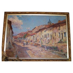 Edmond Petitjean Óleo sobre lienzo, Rue de Village en Lorraine