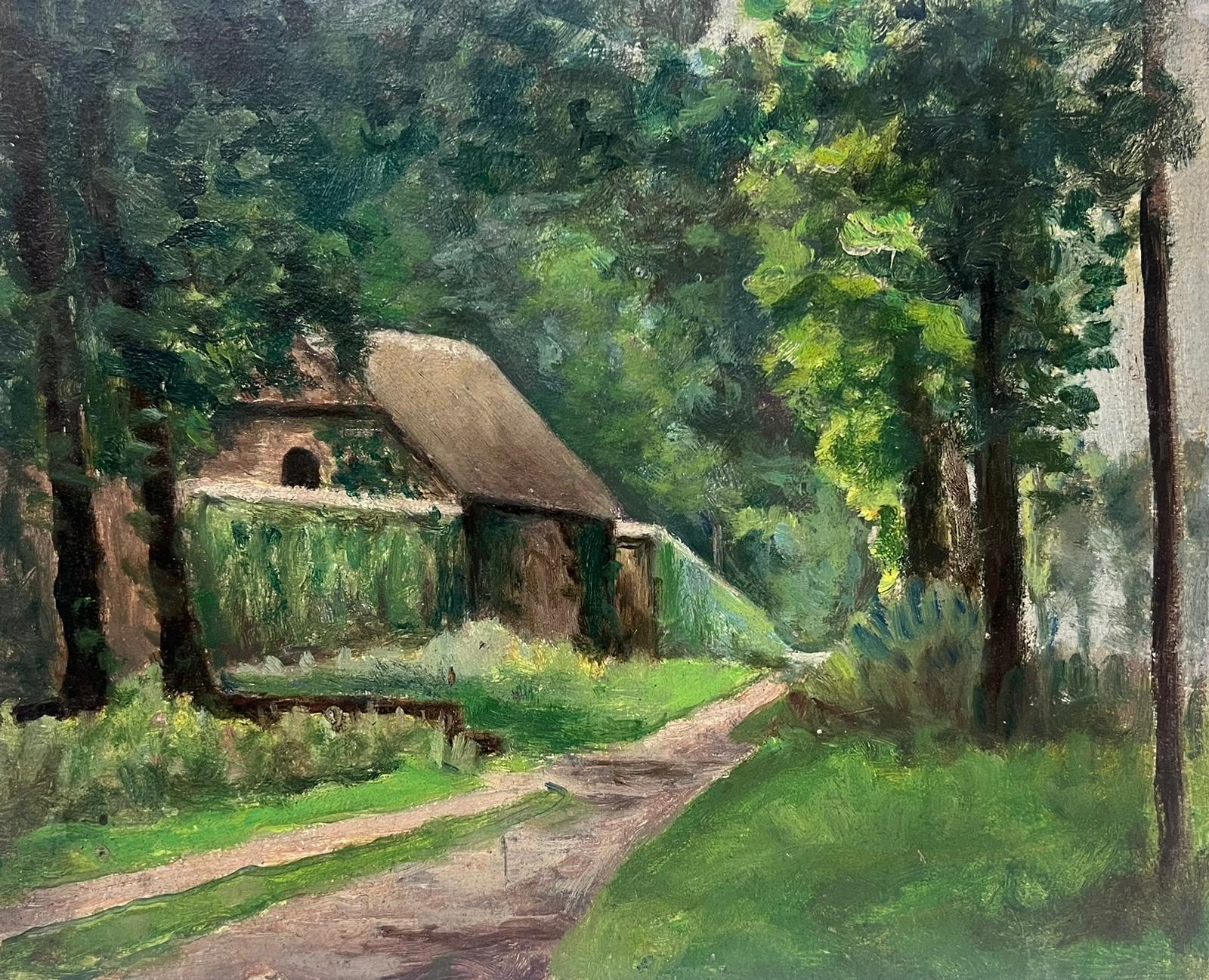 Edmond Quinton Landscape Painting - 1930's French Impressionist Painting Farm House Green Pathway Landscape