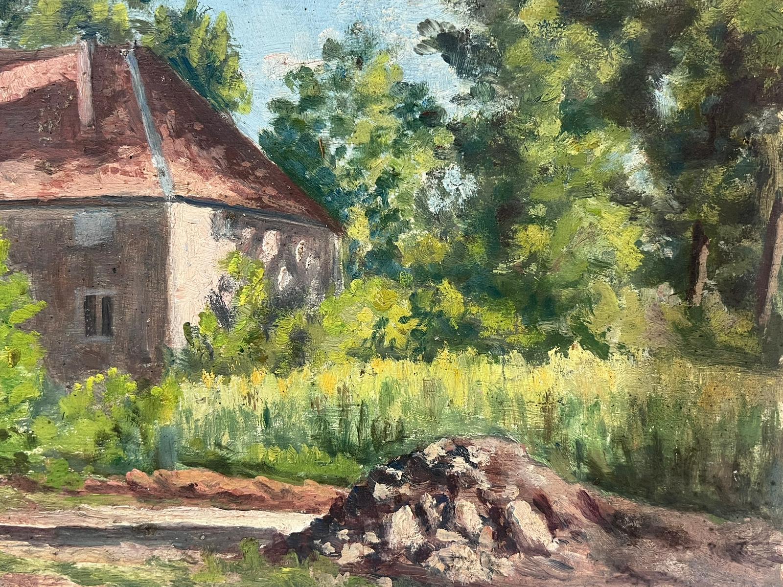 French Countryside Landscape
by Edmond Quinton (French 1892-1969) *see notes below
oil painting on board/ panel, unframed
size: 8 x 9.5 inches
condition: overall good and sound, some age related marks and old dirt, all four corners and edges worn