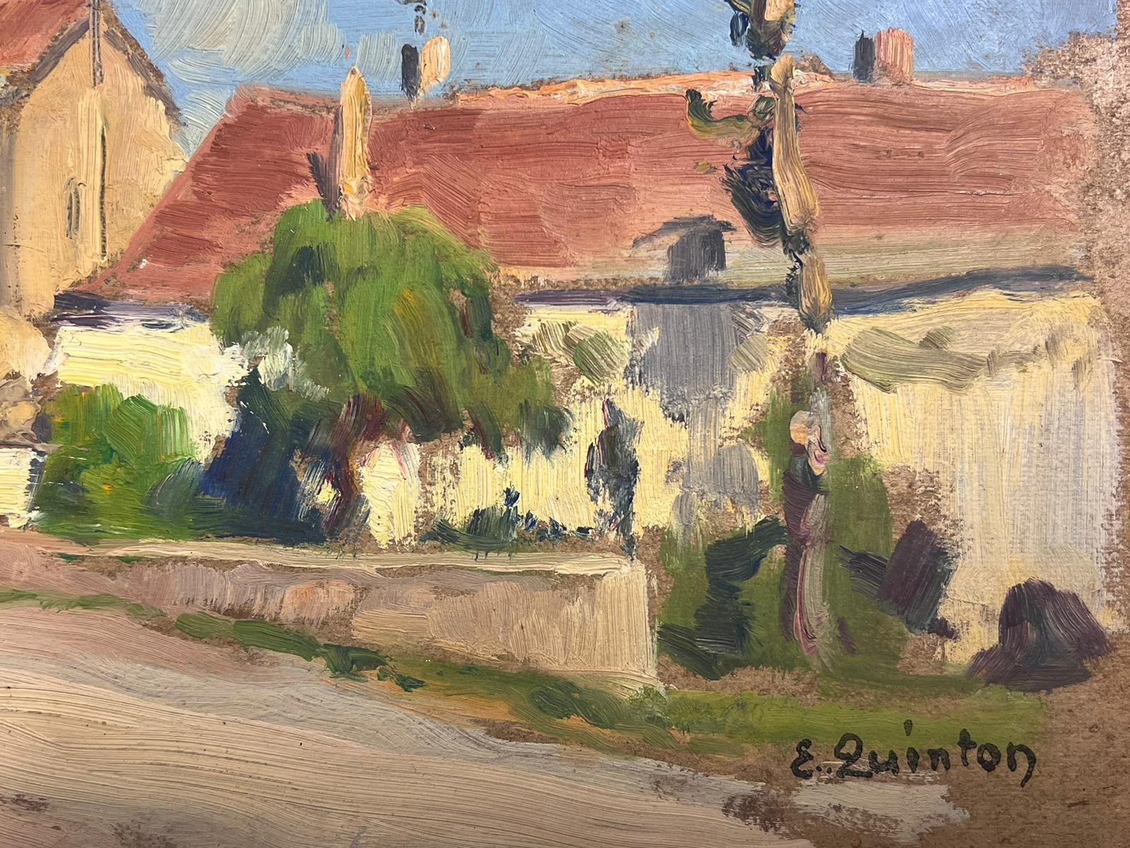 Paisaje rural francés
de Edmond Quinton (francés 1892-1969) *ver notas más abajo
firmado en la esquina inferior delantera
pintura al óleo sobre tabla/panel, sin enmarcar
tamaño: 9,75 x 13 pulgadas
estado: en general bueno y sano, algunas marcas