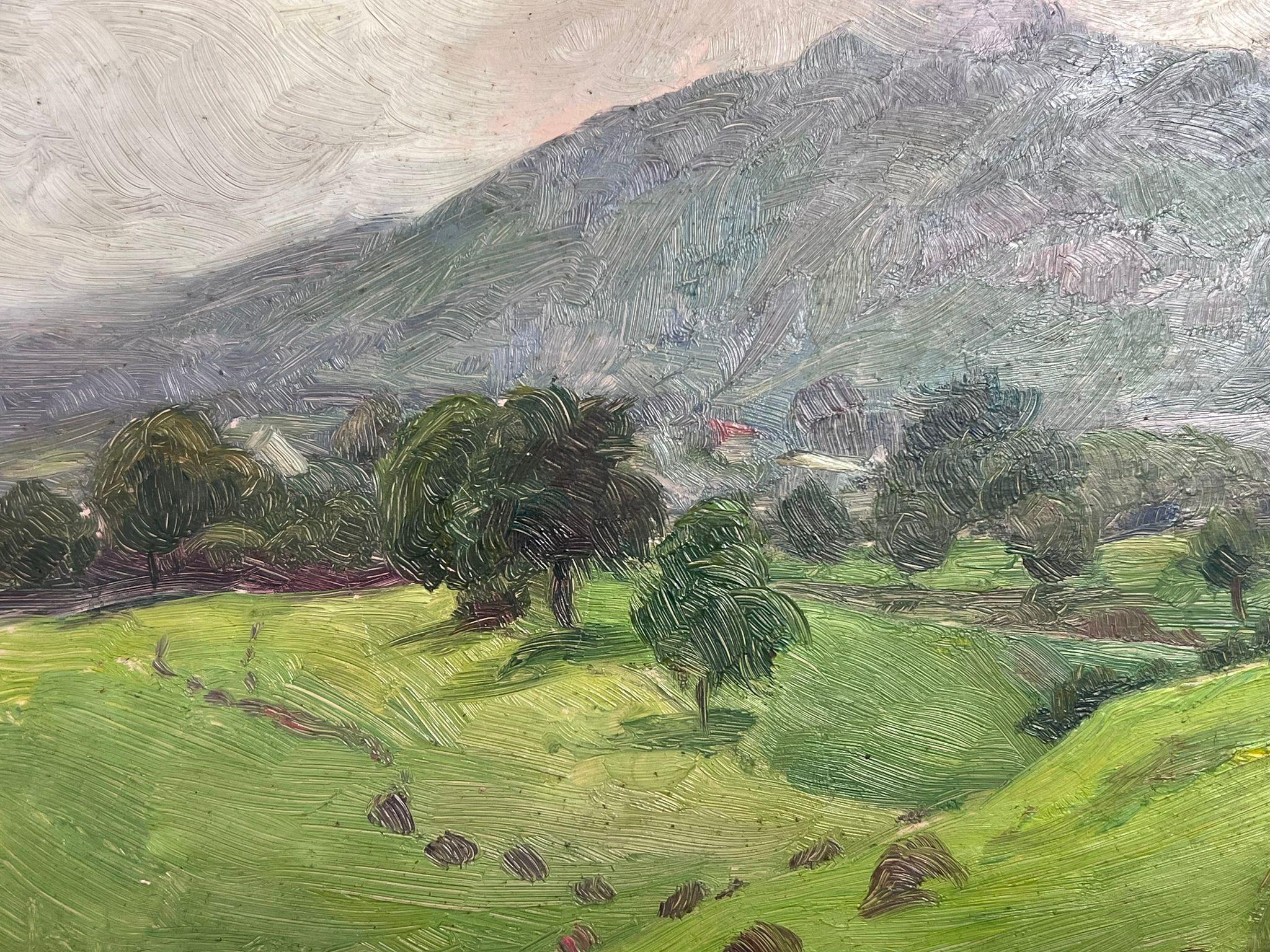 French Countryside Landscape
by Edmond Quinton (French 1892-1969) *see notes below
signed lower front corner
oil painting on board/ panel, unframed
size: 9.5 x 13 inches
condition: overall good and sound, some age related marks and old dirt, all
