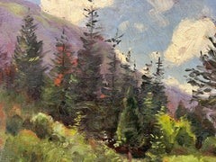 Französisches impressionistisches signiertes Ölgemälde, grüne Waldlandschaft, 1930er Jahre
