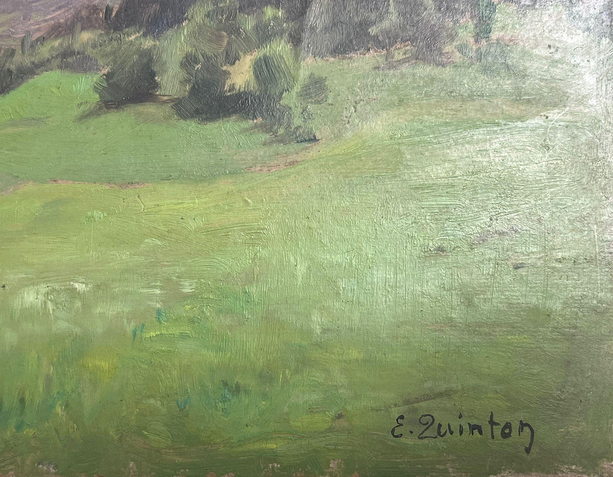 French Countryside Landscape
by Edmond Quinton (French 1892-1969) *see notes below
signed lower front corner
oil painting on board/ panel, unframed
size: 9.5 x 13 inches
condition: overall good and sound, some age related marks and old dirt, all