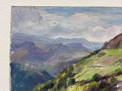 French Impressionist Signed Oil Painting Church On Top Of Steep Green Hill