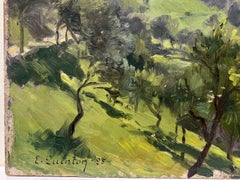 Impressionist Signed Oil Painting Small French Town Landscape Along The Track