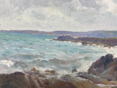 Rocky Coastline Normandy Scene 1930's French Impressionist Signed Oil Painting