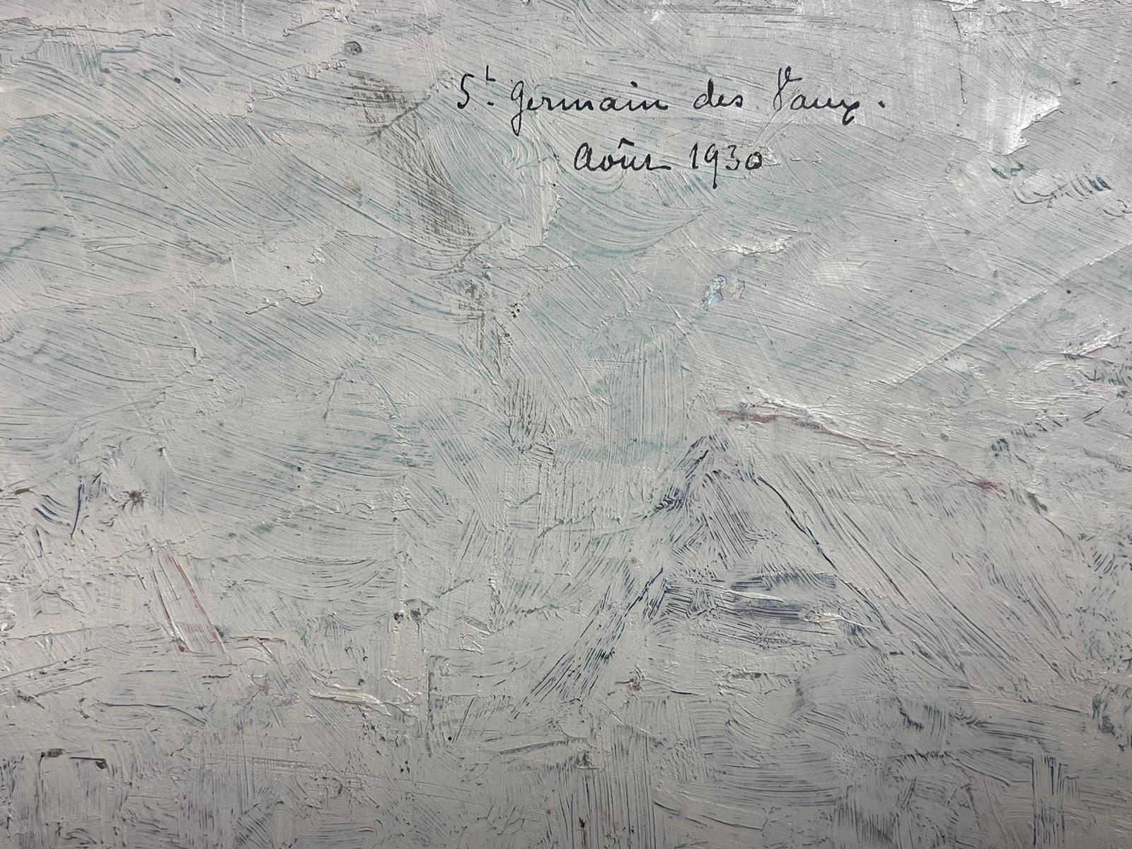 Scena di costa rocciosa della Normandia Pittura ad olio firmata da un impressionista francese del 1930 1