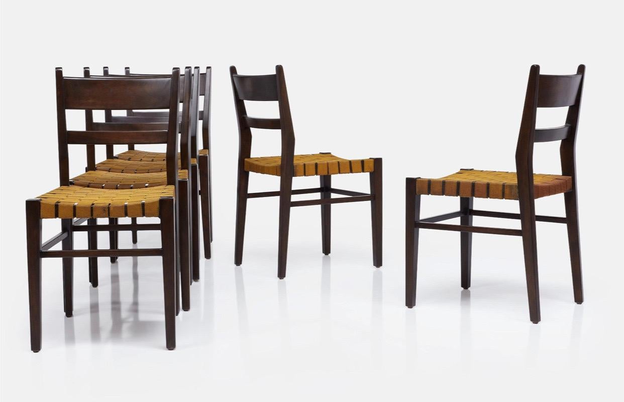 Edmond Spence Attributed 6 Mahogany Dining Chairs with Woven Seats, 1940s For Sale 4