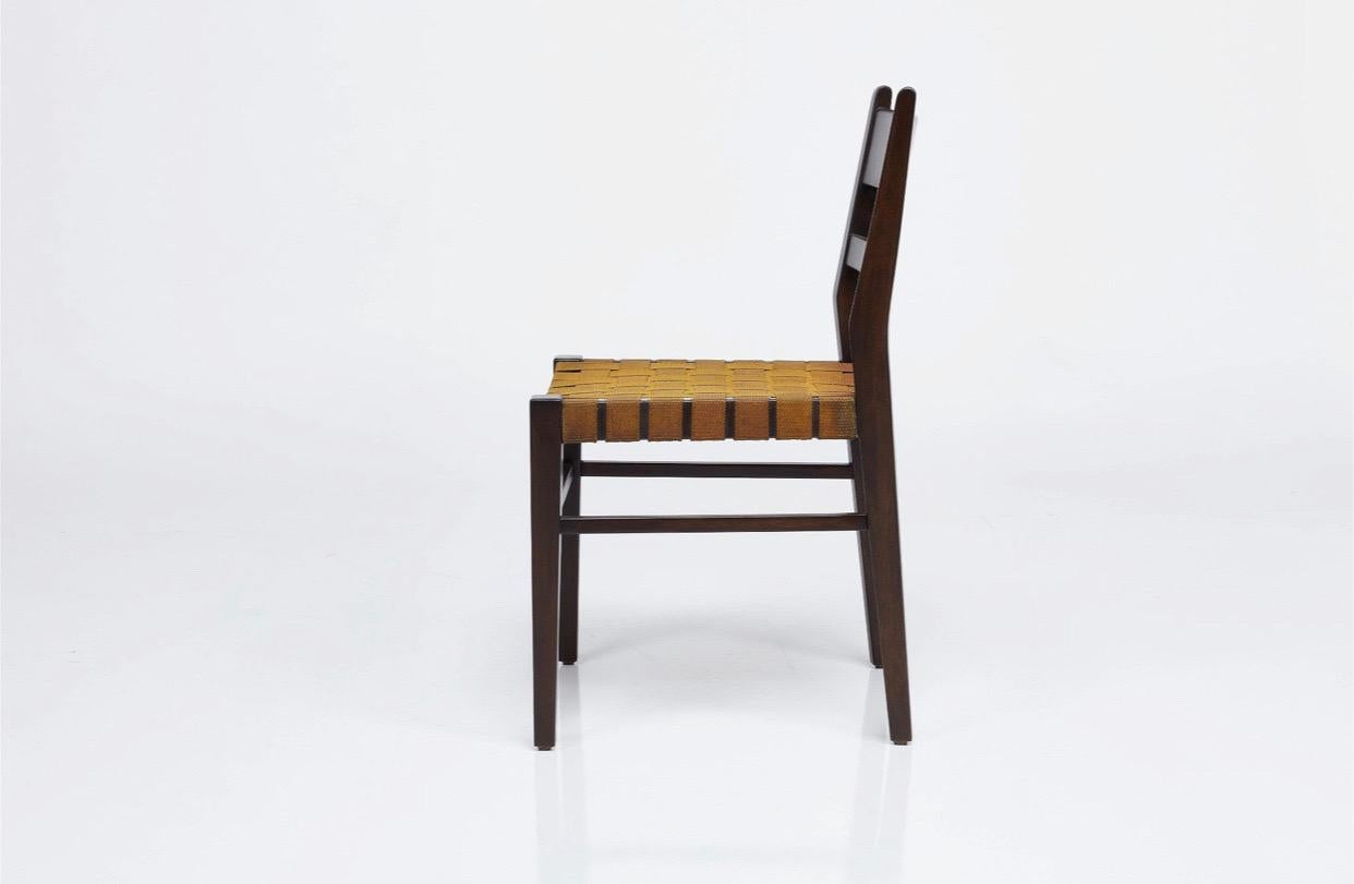 Mid-Century Modern Edmond Spence Attributed 6 Mahogany Dining Chairs with Woven Seats, 1940s For Sale