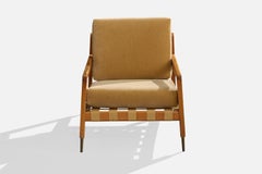 Edmond Woods, chaise longue, Mohair, Wood Wood, Brass, États-Unis, années 1950