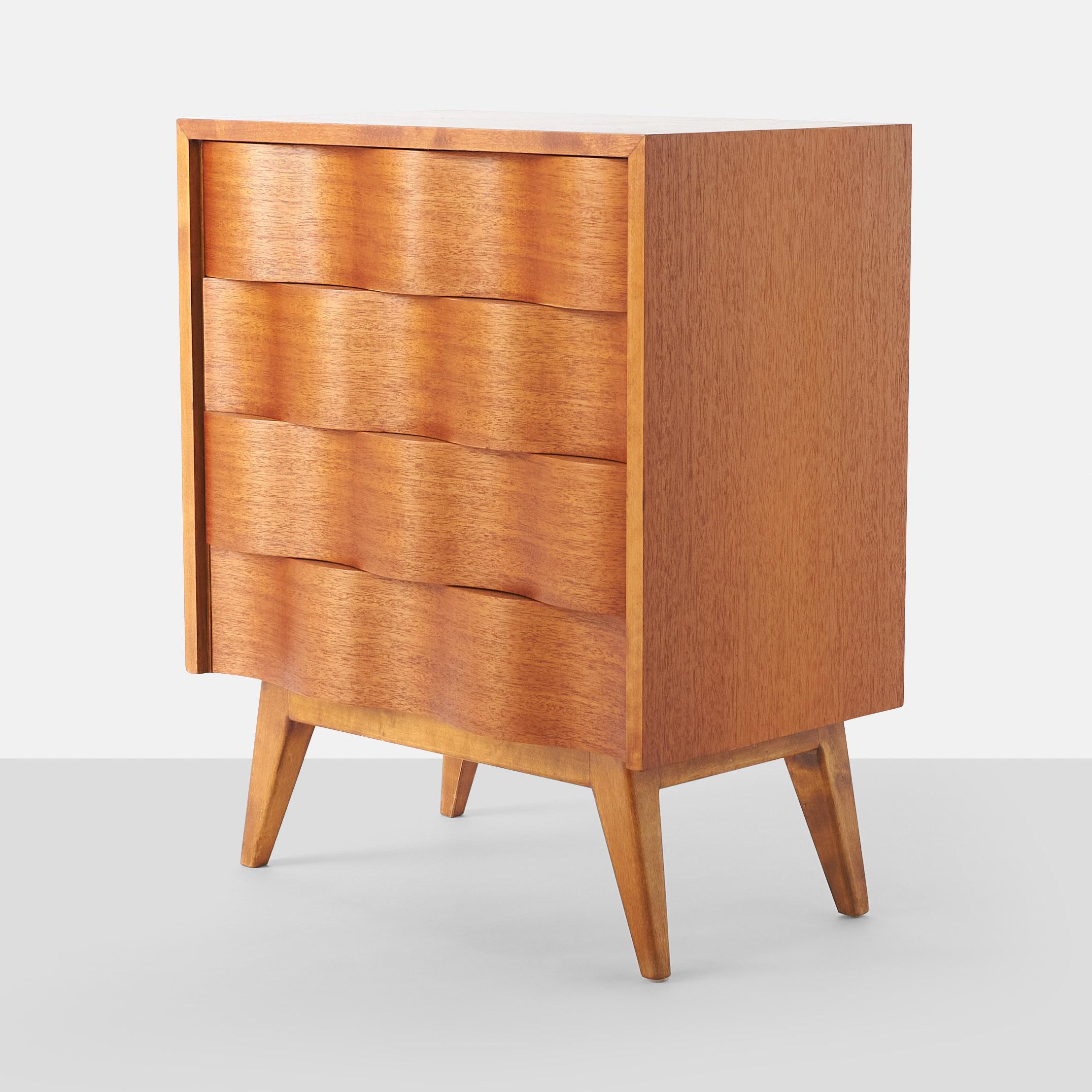A four drawer chest in birch, known as the 