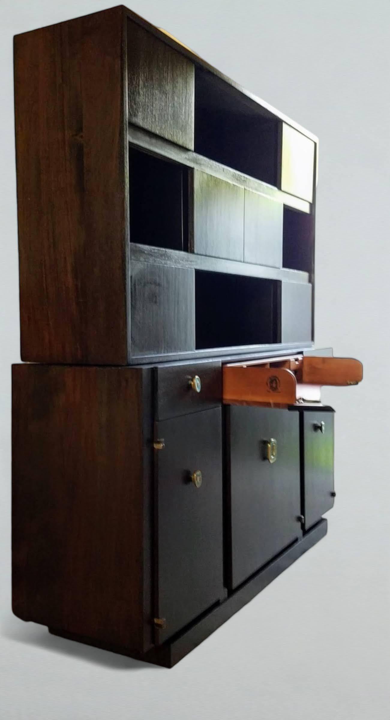 Ebonized Edmond Spence Drop Front Desk for Industria Mueblera S. A. Mexico, c. 1955 For Sale