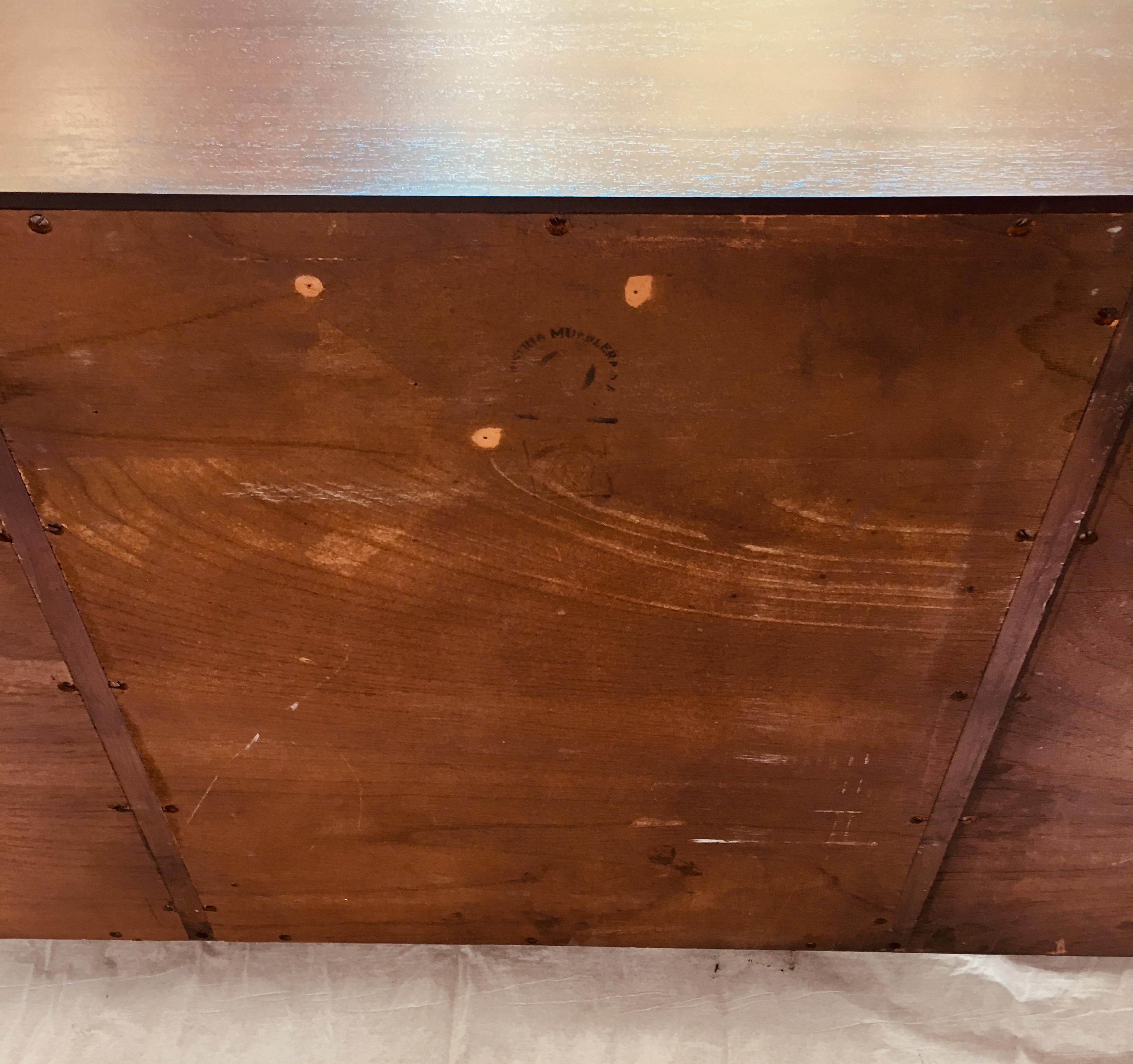 Mid-20th Century Edmond Spence Mahogany Sideboard Woven Sea Grass Faced Doors Industrial Mueblera For Sale