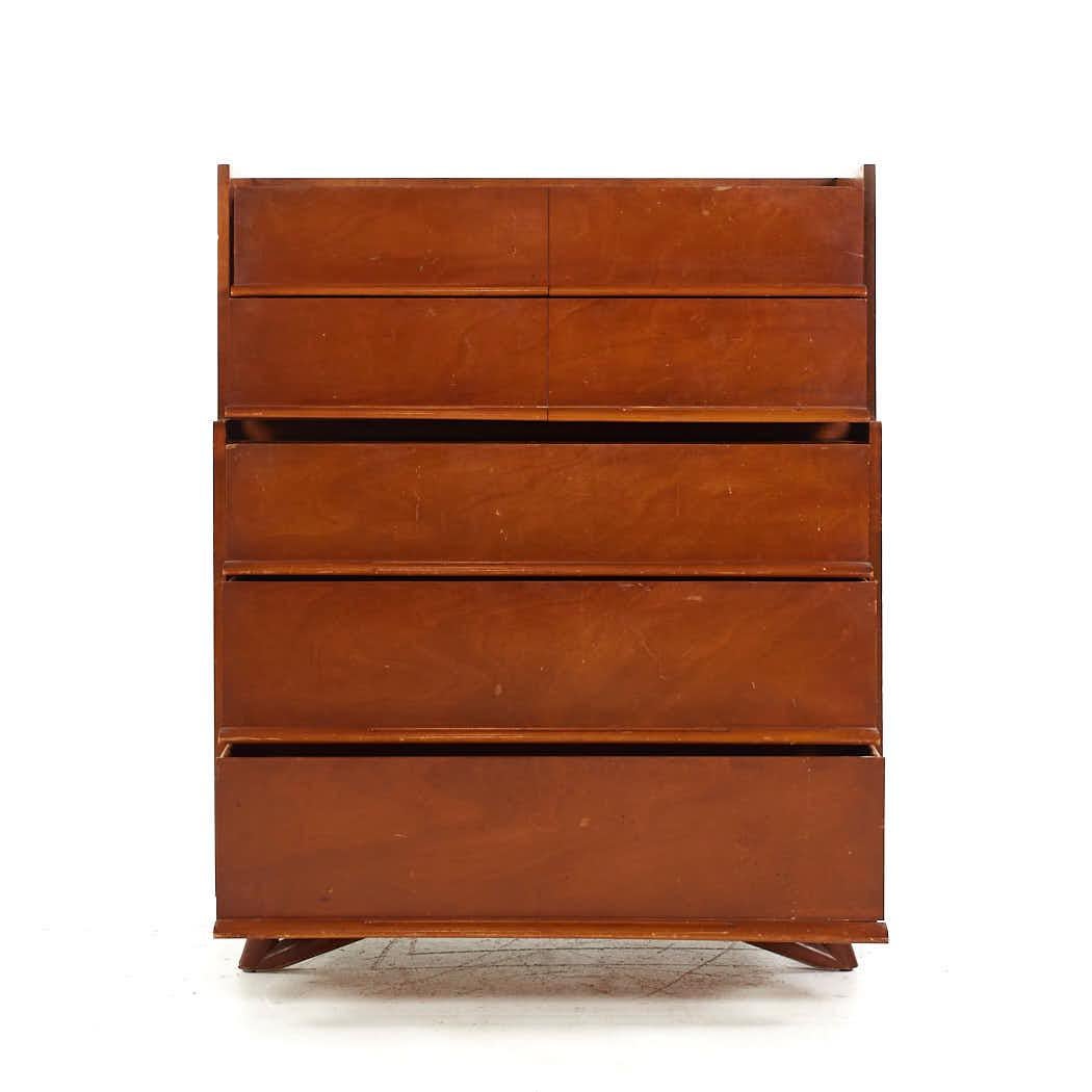 Fin du 20e siècle Edmond Spence Mid Century Birch Highboy Dresser en vente