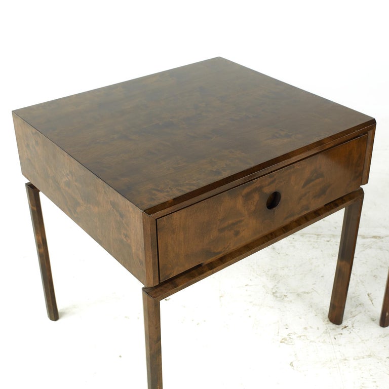 Edmond Spence Midcentury Burlwood Nightstands, Pair For Sale at 1stDibs