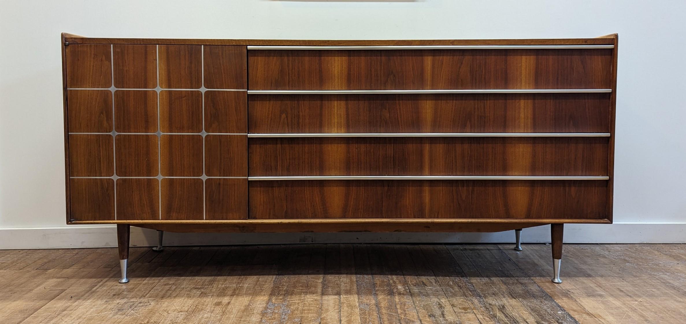 Mid-Century Modern Edmond Spence Mid Century Credenza Sideboard with Inlay.   For Sale