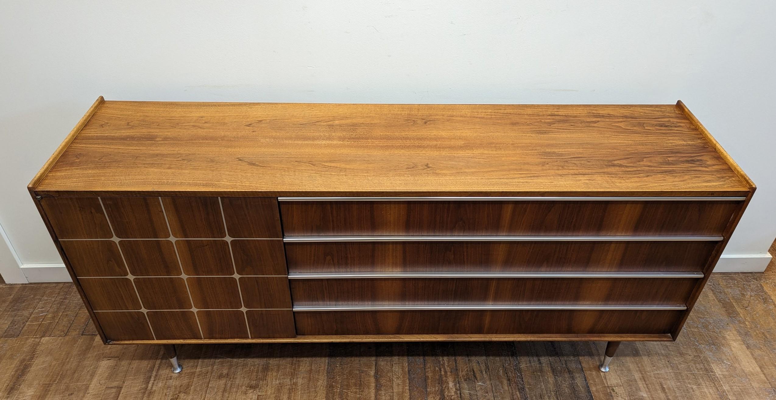 Mid-20th Century Edmond Spence Mid Century Credenza Sideboard with Inlay.   For Sale