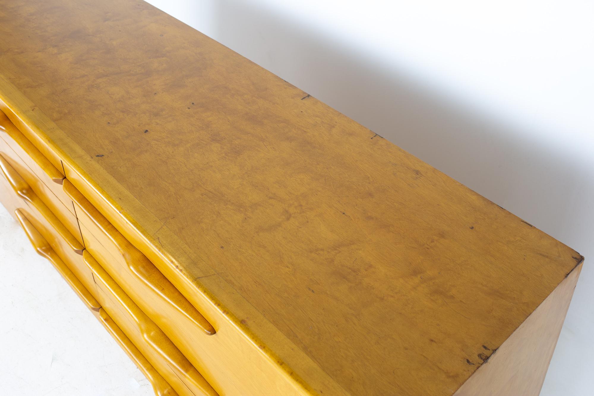 Swedish Edmond Spence Mid Century Maple 6 Drawer Lowboy Dresser For Sale