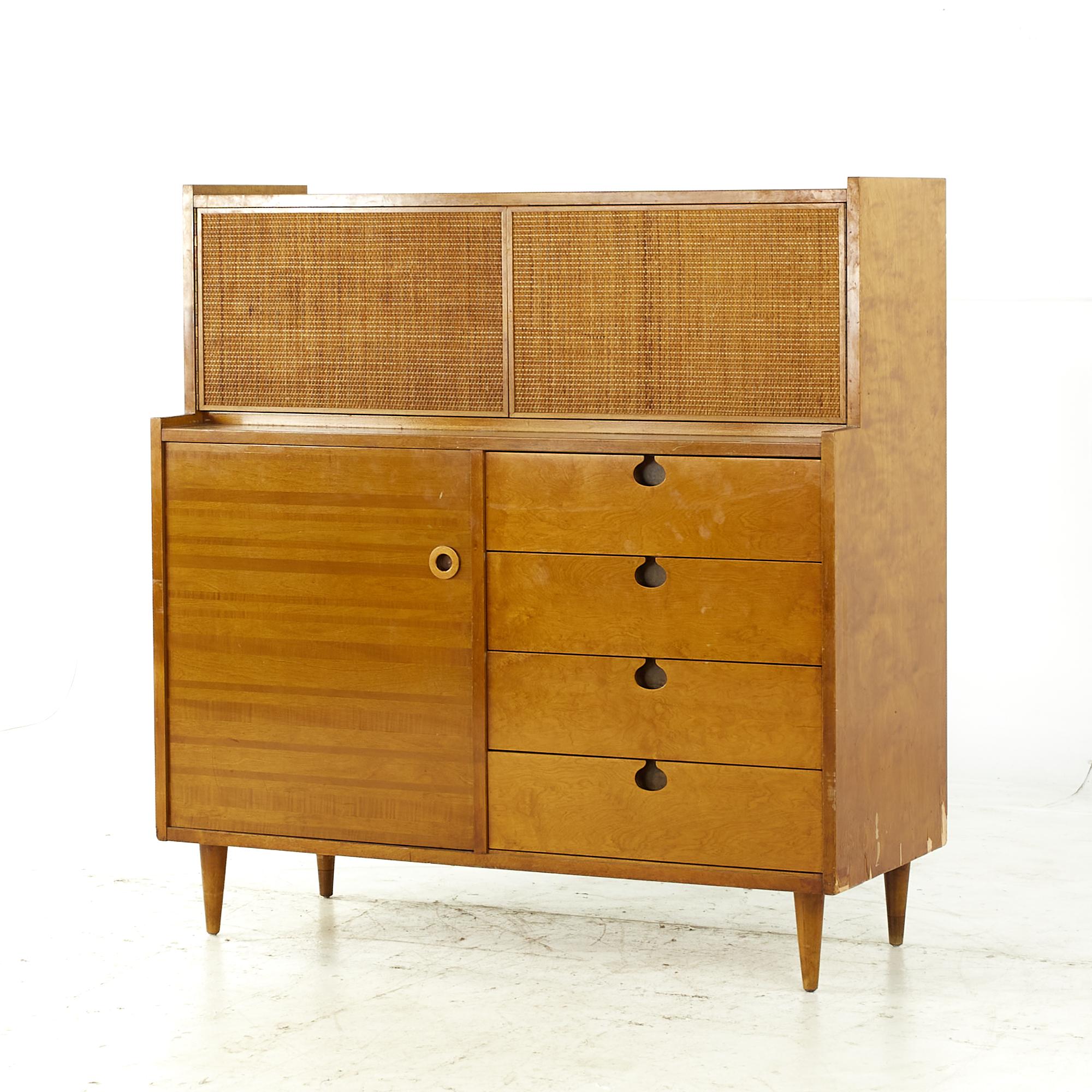 Mid-Century Modern Edmond Spence Midcentury Maple Highboy Dresser For Sale