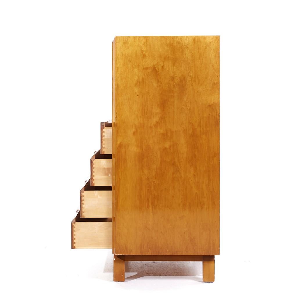Edmond Spence Mid Century Schwedische Birke Highboy Kommode (Ende des 20. Jahrhunderts) im Angebot