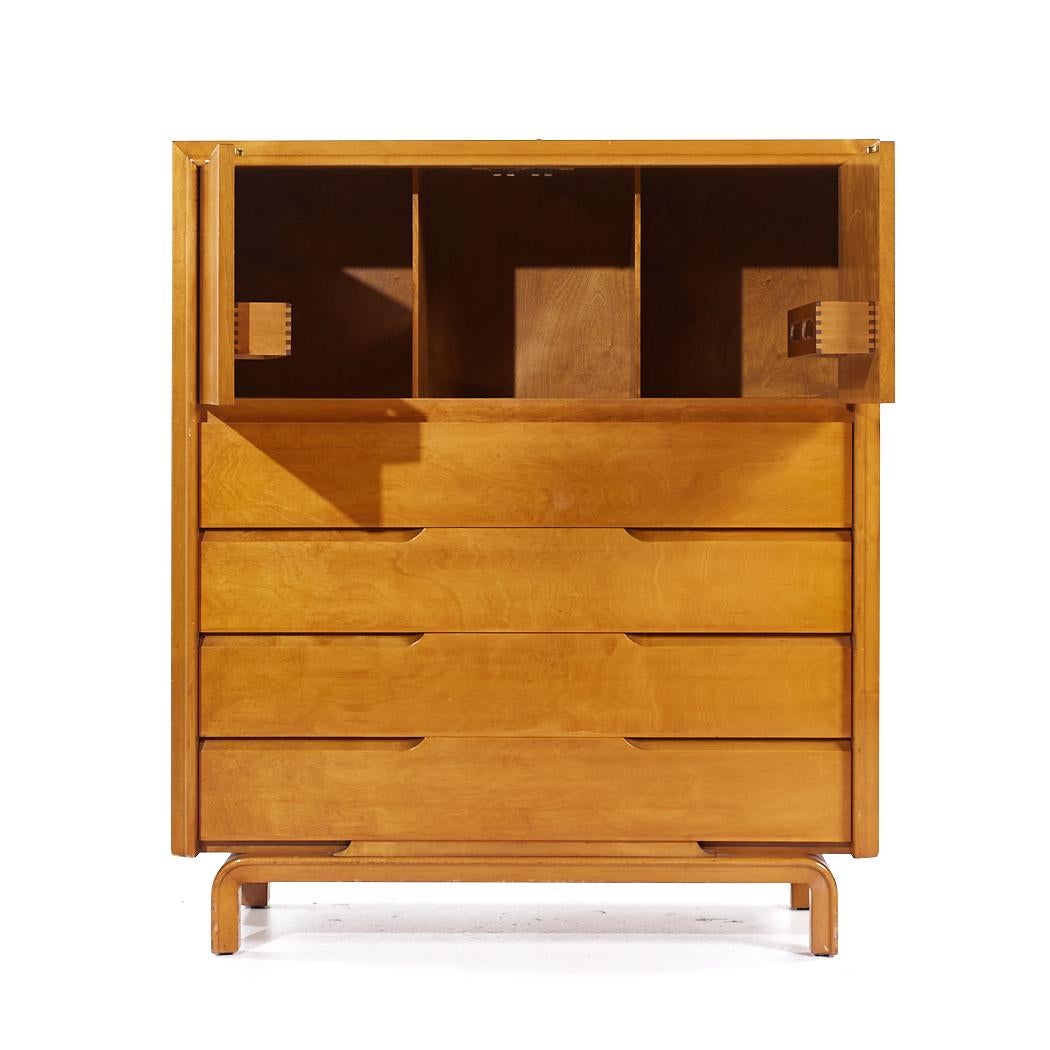Edmond Spence Mid Century Schwedische Birke Highboy Kommode im Angebot 1