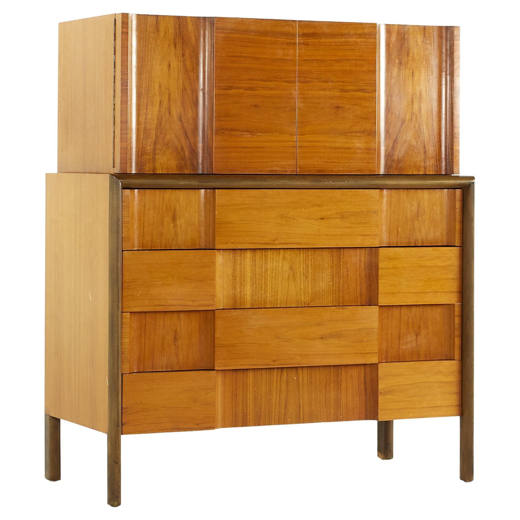 Edmond Spence Midcentury Swedish Walnut Highboy Dresser For Sale