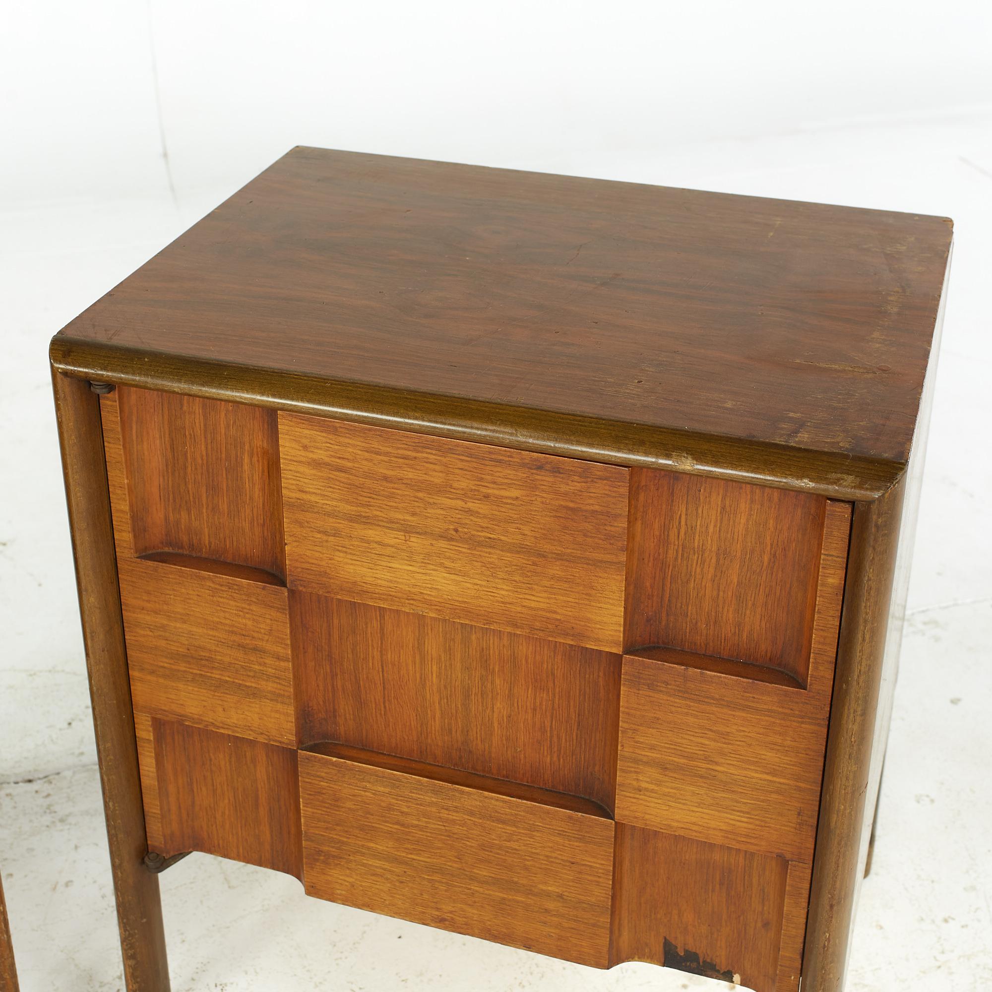 Edmond Spence Midcentury Swedish Walnut Nightstands, Pair 4