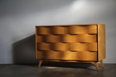 Edmond Spence Sculpted "Wave Front" Birch Low Dresser, 1950s