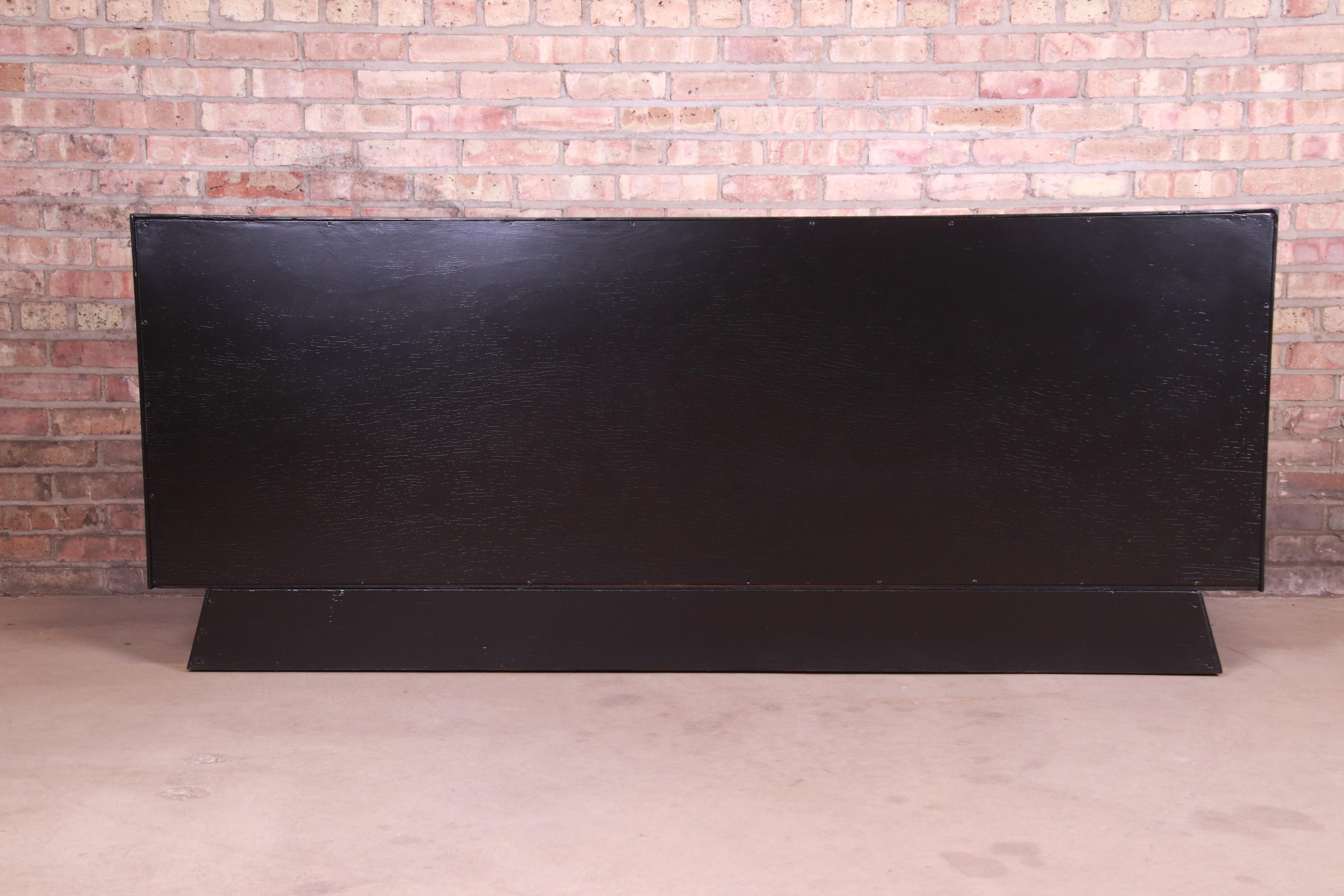 Edmond Spence Style Black Lacquered Wave Front Dresser or Credenza, Refinished 8