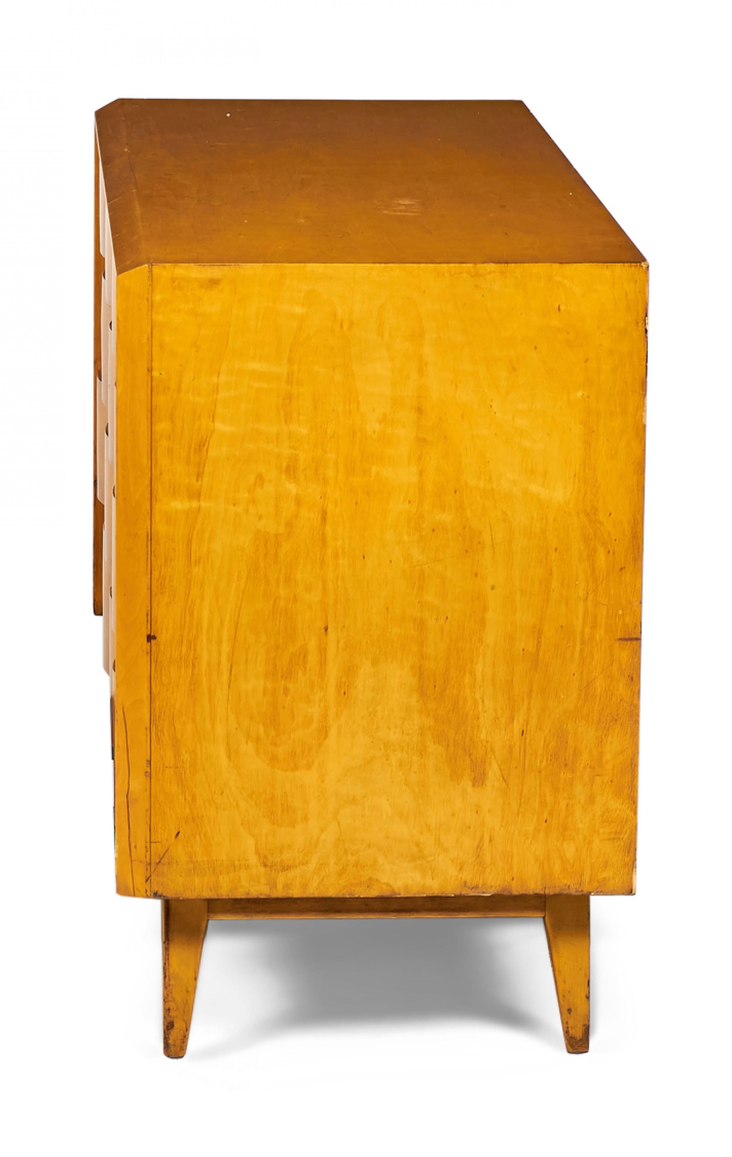 Mid-Century Modern Edmond Spence Swedish Mid-Century Wave Front Birchwood Veneer Chest of Drawers For Sale