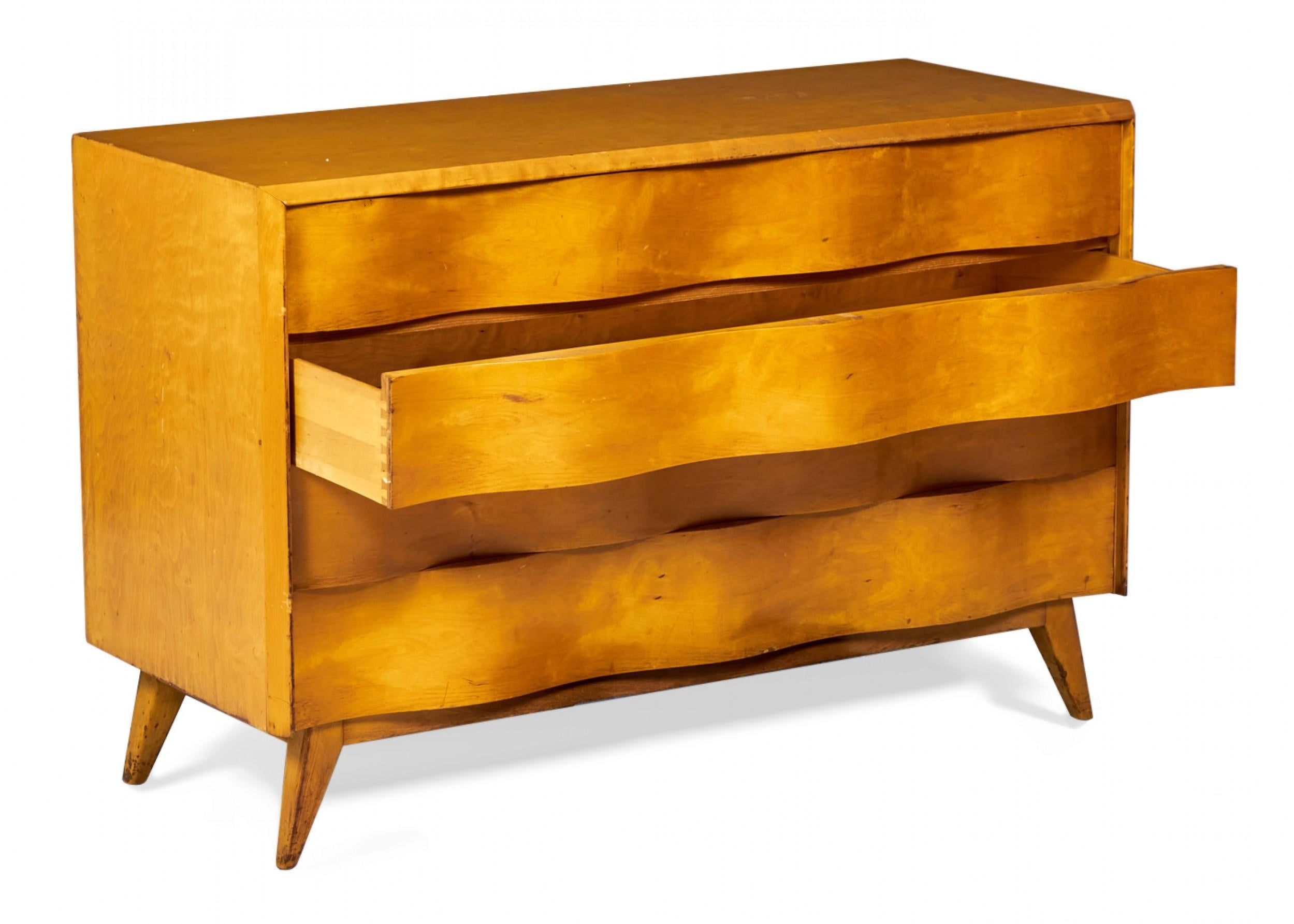 Edmond Spence Swedish Mid-Century Wave Front Birchwood Veneer Chest of Drawers For Sale 4