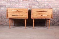 Edmond Spence Swedish Modern Birch Nightstands, Newly Restored