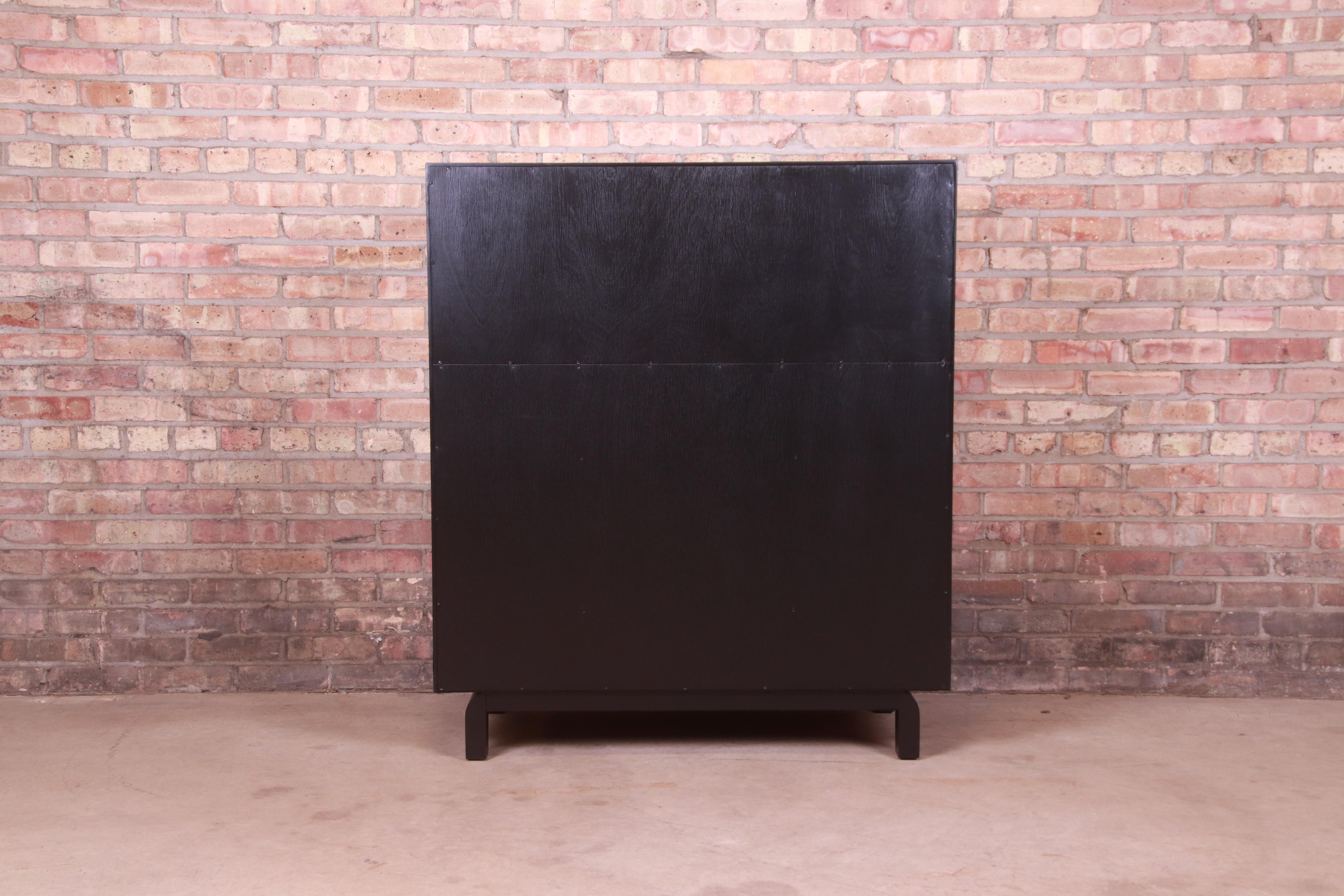 Edmond Spence Swedish Modern Black Lacquered Gentleman's Chest, Newly Refinished 8