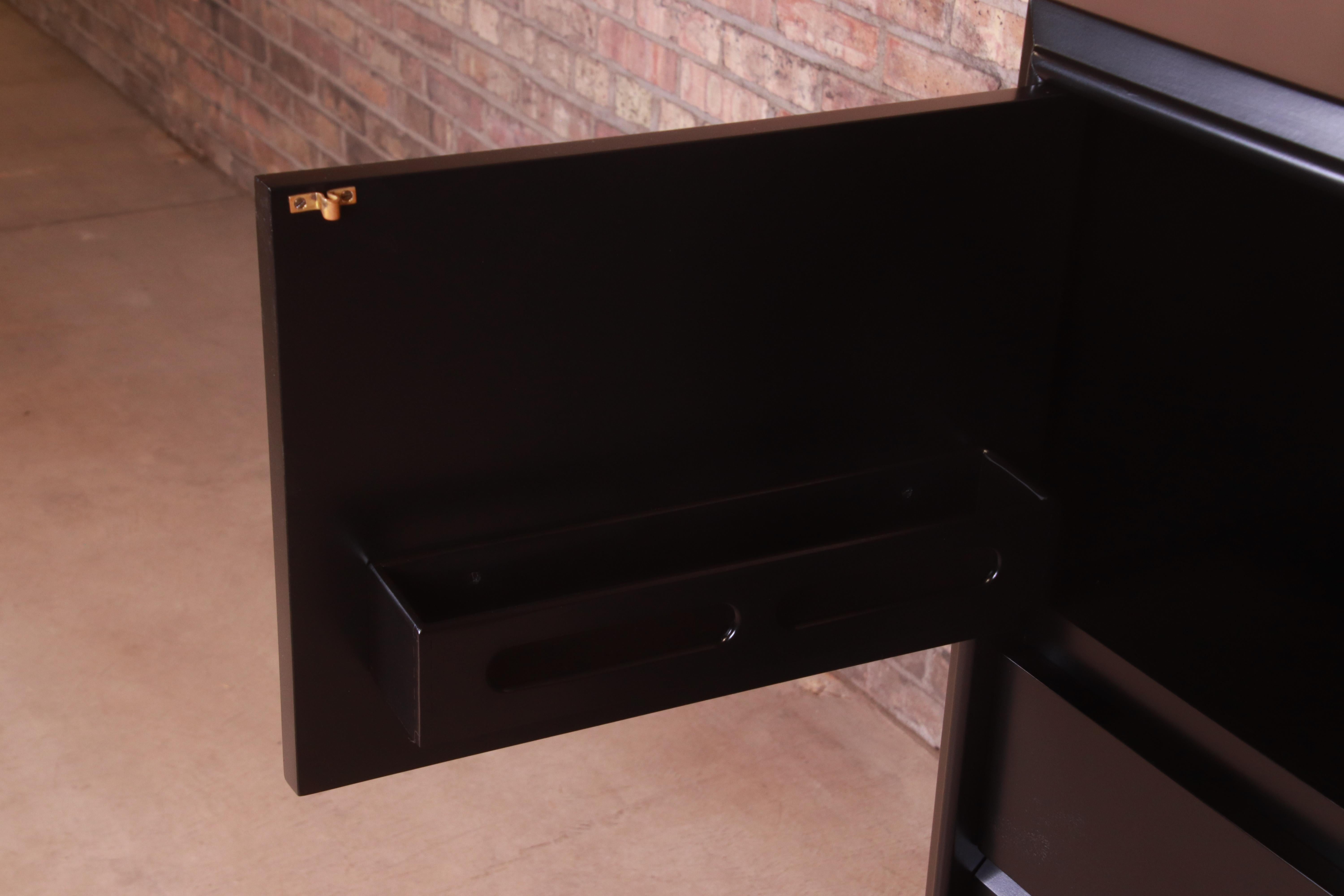 Edmond Spence Swedish Modern Black Lacquered Gentleman's Chest, Newly Refinished 2