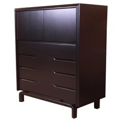Edmond Spence Swedish Modern Black Lacquered Gentleman's Chest, Newly Refinished