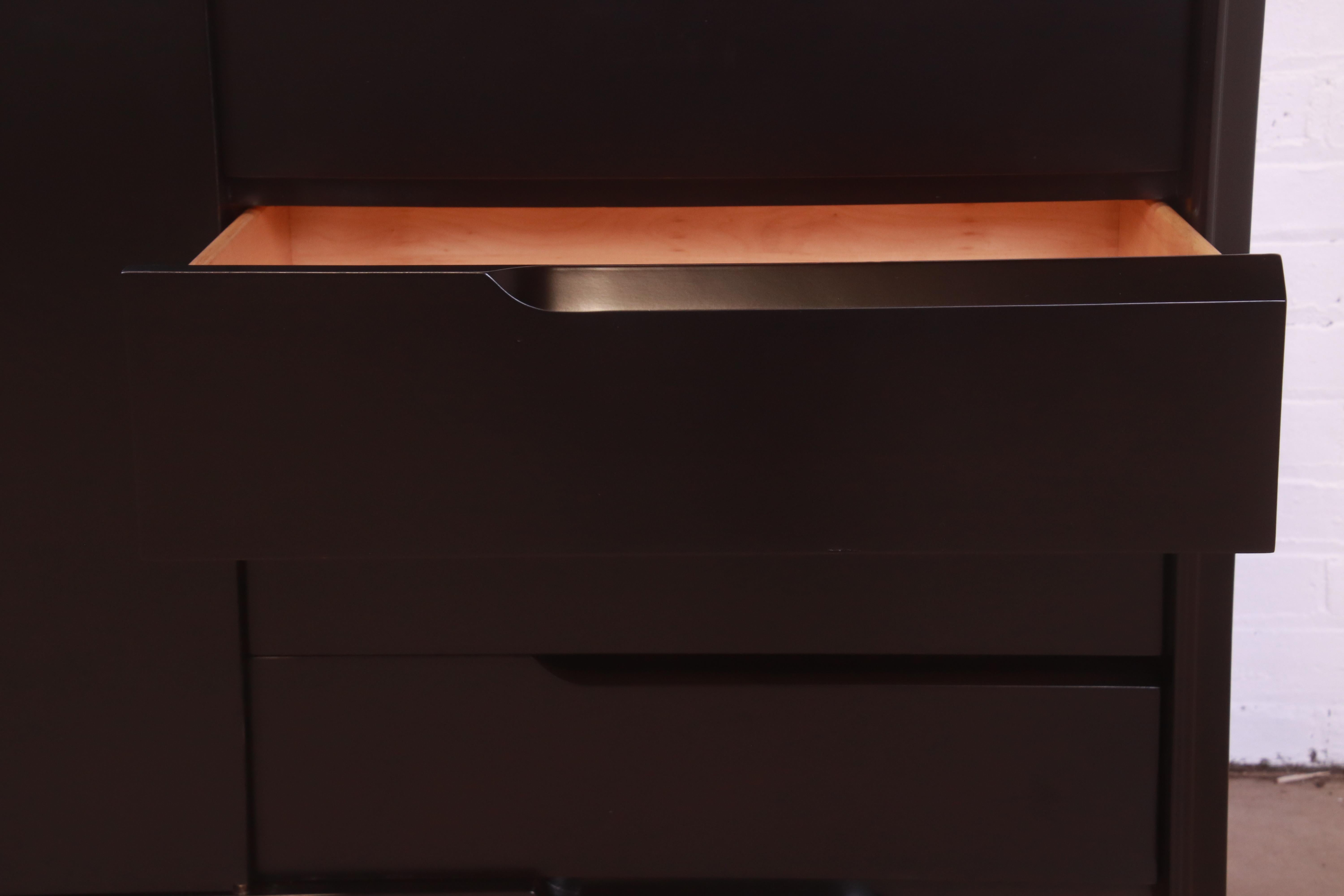 Edmond Spence Swedish Modern Black Lacquered Sideboard Credenza, Refinished For Sale 8