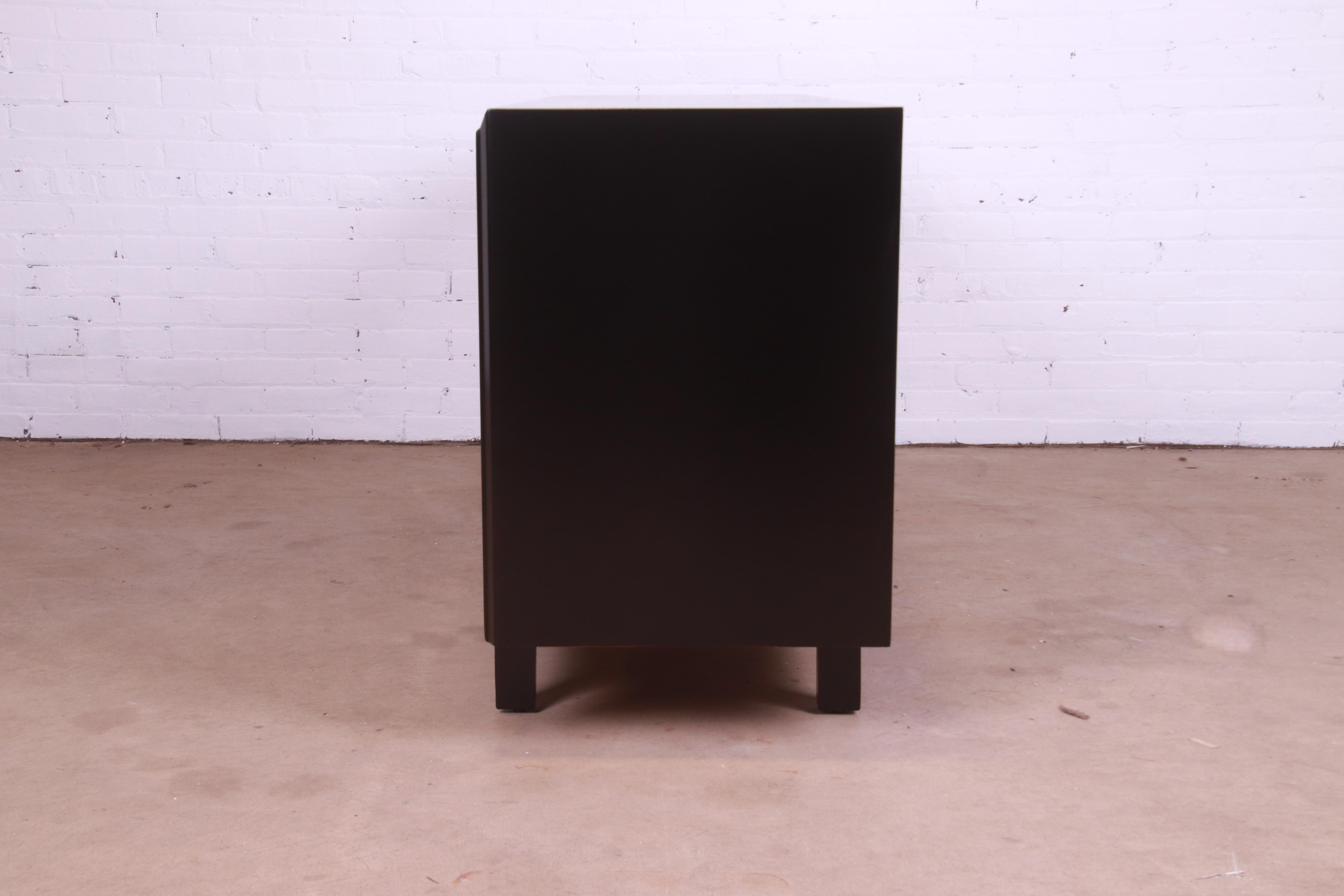 Edmond Spence Swedish Modern Black Lacquered Sideboard Credenza, Refinished For Sale 11