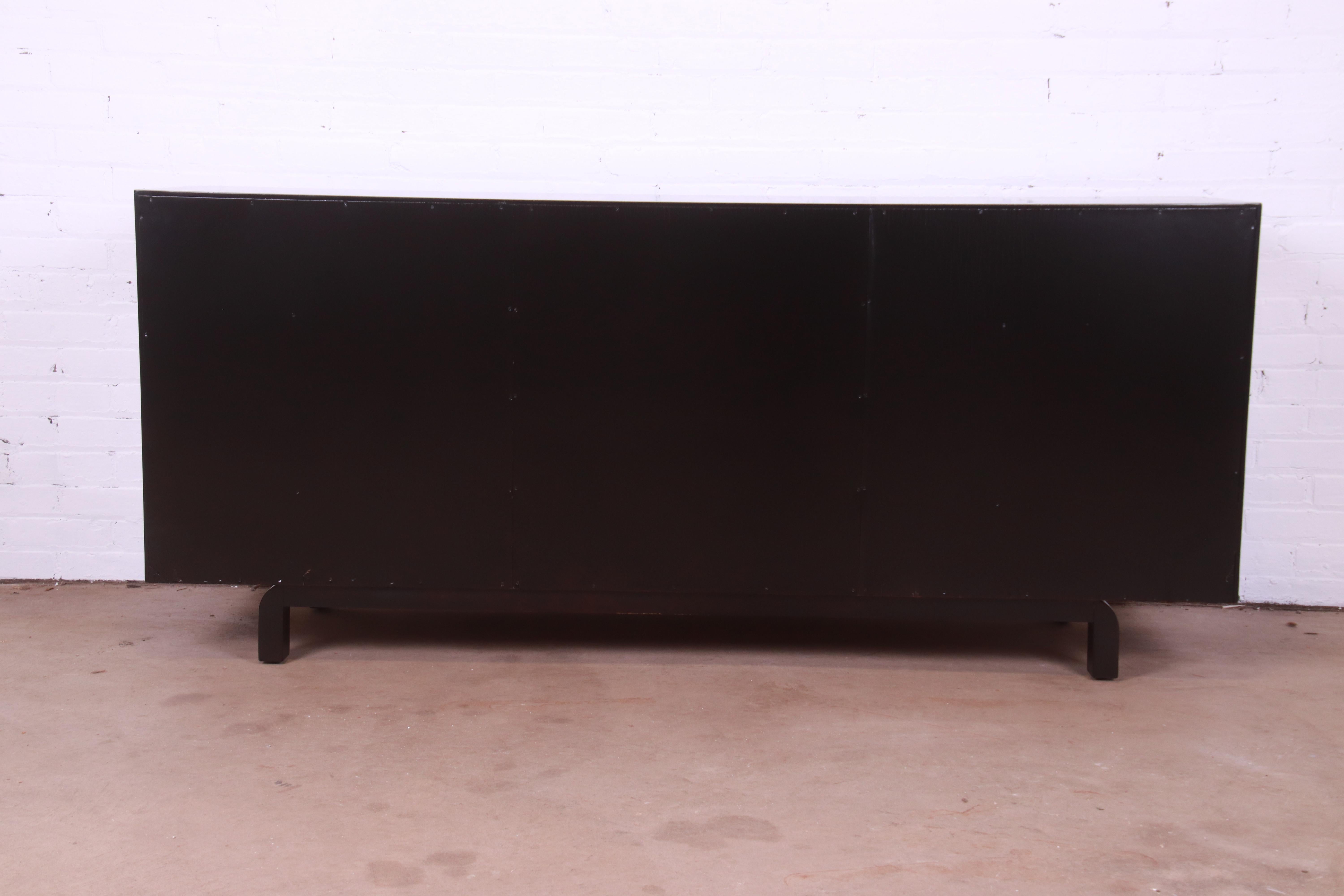 Edmond Spence Swedish Modern Black Lacquered Sideboard Credenza, Refinished For Sale 12
